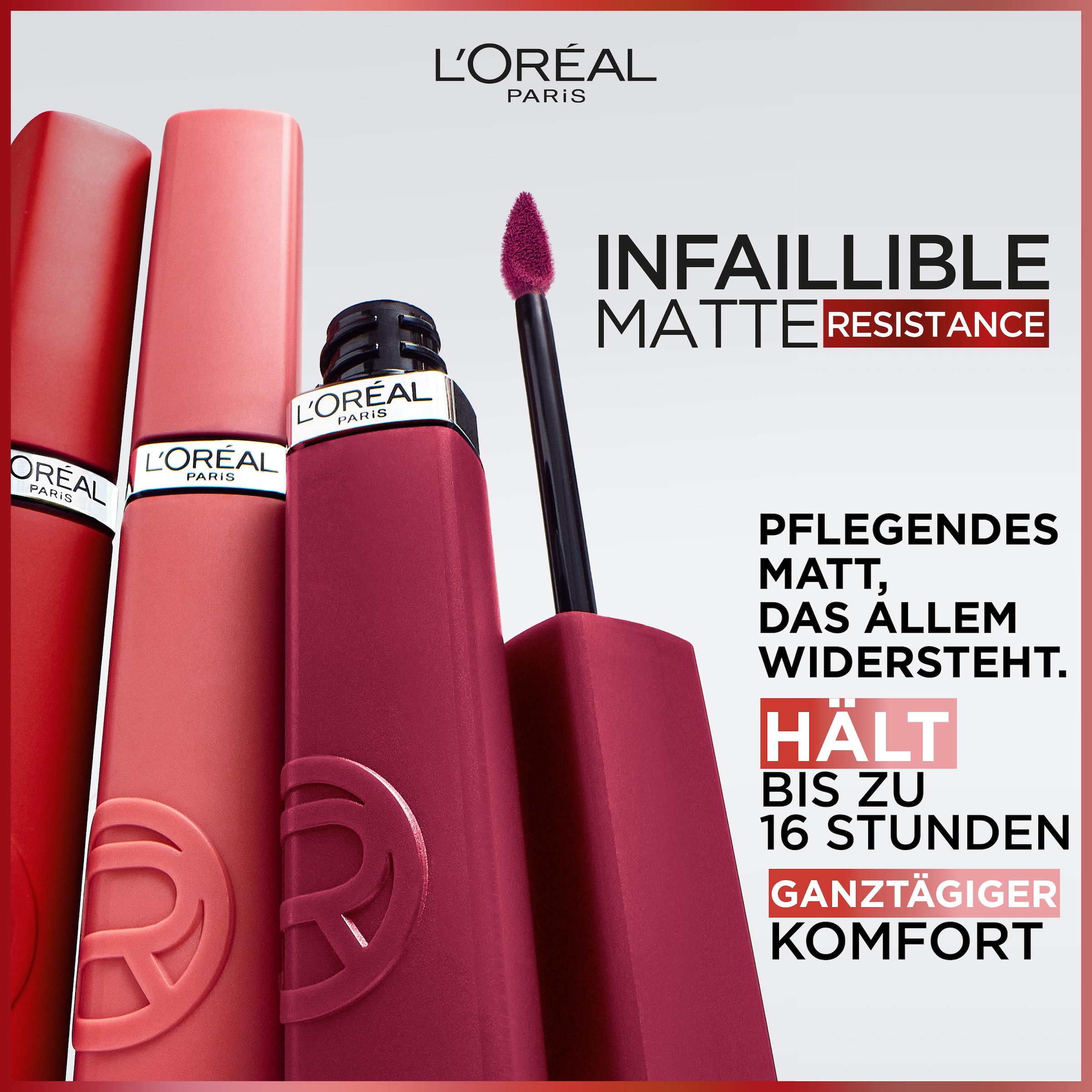 L'ORÉAL PARIS Lippenstift »L'Oréal Paris Infaillible Matte Resistance«, mit natürlichen Inhaltstoffen