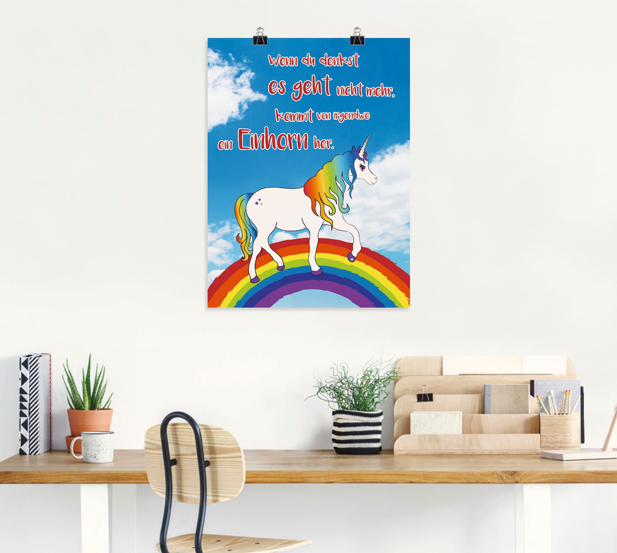 Artland Wandbild »Einhorn mit Regenbogen«, Animal Fantasy, (1 St.), als Poster in verschied. Größen