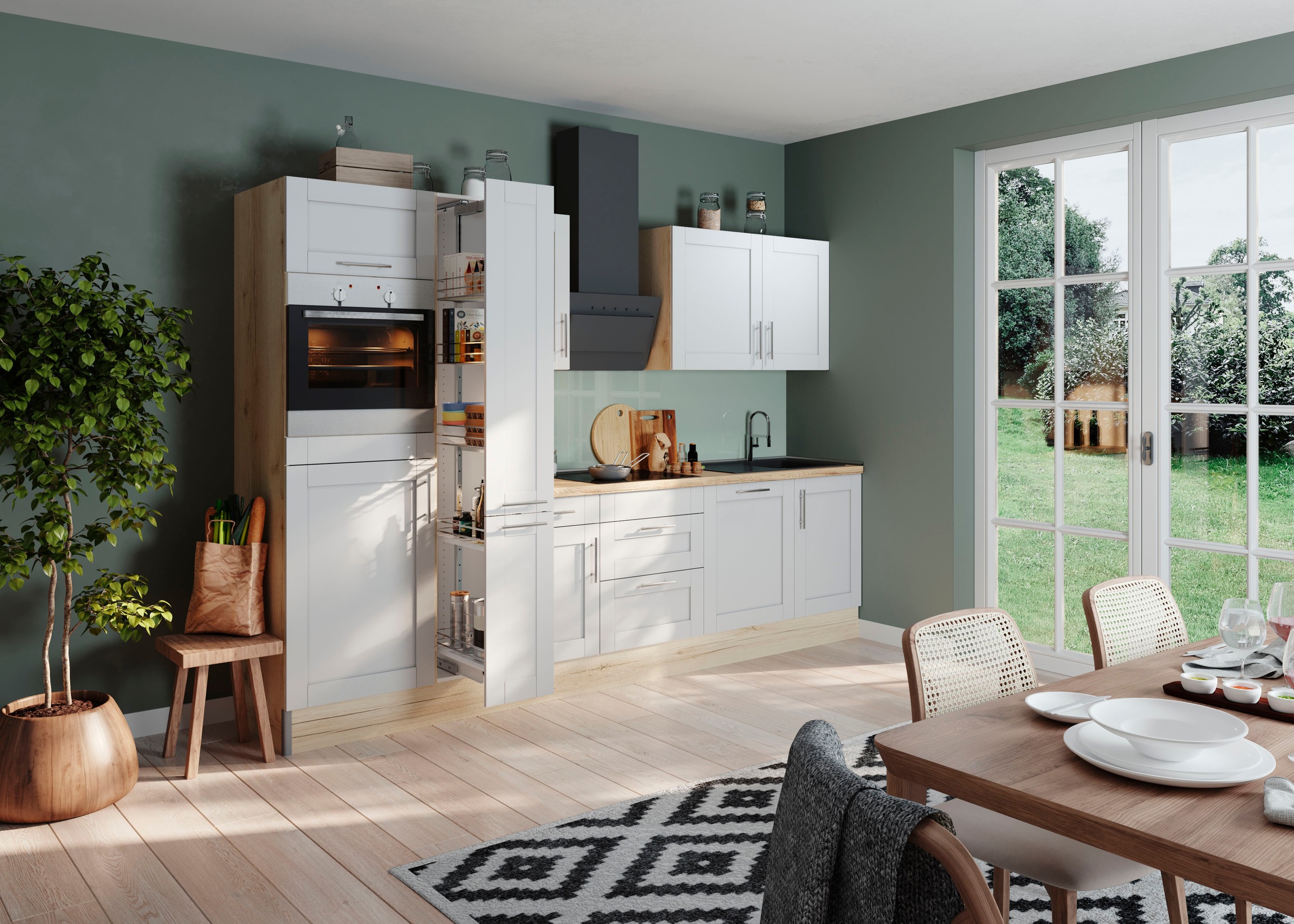 KOCHSTATION Küchenzeile »KS-Ahus«, Breite 310 cm, wahlw. mit E-Geräten, MDF Fronten, Soft Close Funktion