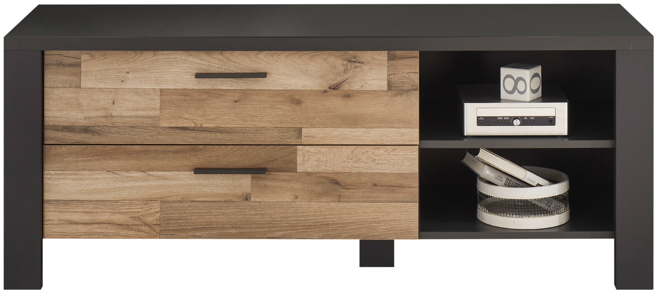Begabino TV-Board »Dallas Lowboard, TV-Kommode«, für TV bis 43 Zoll geeignet, TV Möbel mit Schubkästen