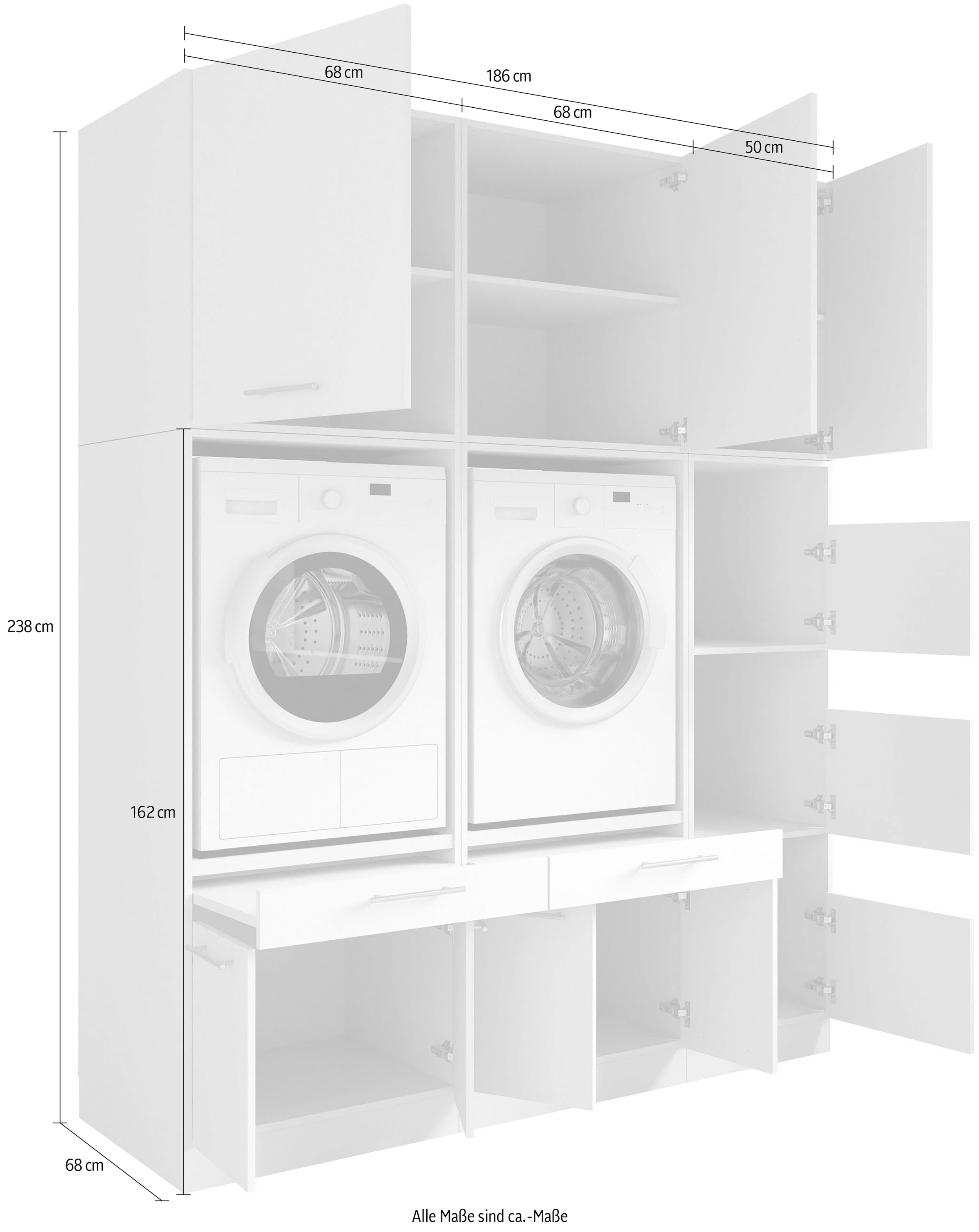 Laundreezy Mehrzweckschrank-Set »Laundreezy, 6-tlg. Mehrzweckschrank-Set B/H/T 186/238/68 cm« 6 Stk. tlg.