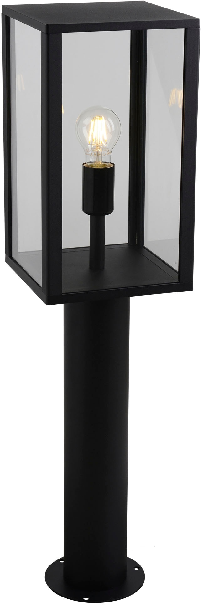näve Außen-Stehlampe »AILA«, 1 flammig-flammig, Sockelleuchte, eckig, exkl. 1x E27 60W, Glas, Aluminium, schwarz