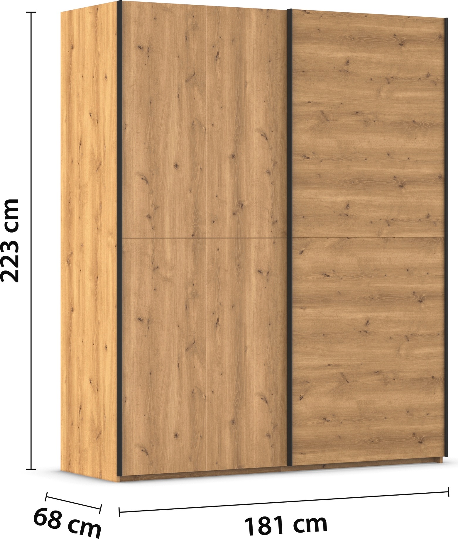 rauch Schwebetürenschrank »Kleiderschrank Schrank Garderobe Schlafzimmerschrank SCALE-WOOD«, senkrecht geteilte Türen in robuster massiver Asteiche MADE IN GERMANY