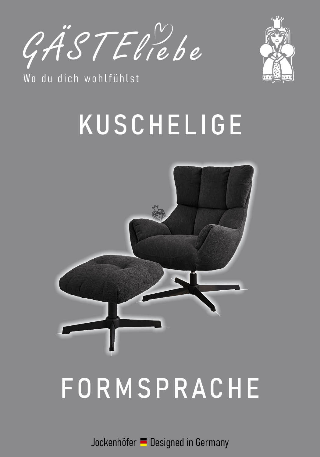 Jockenhöfer Gruppe Relaxsessel »Melania, B: 73 cm, Sitzhöhe: 45 cm« Set: mit Hocker, 360° Drehfunktion, kuscheliger Webstoff