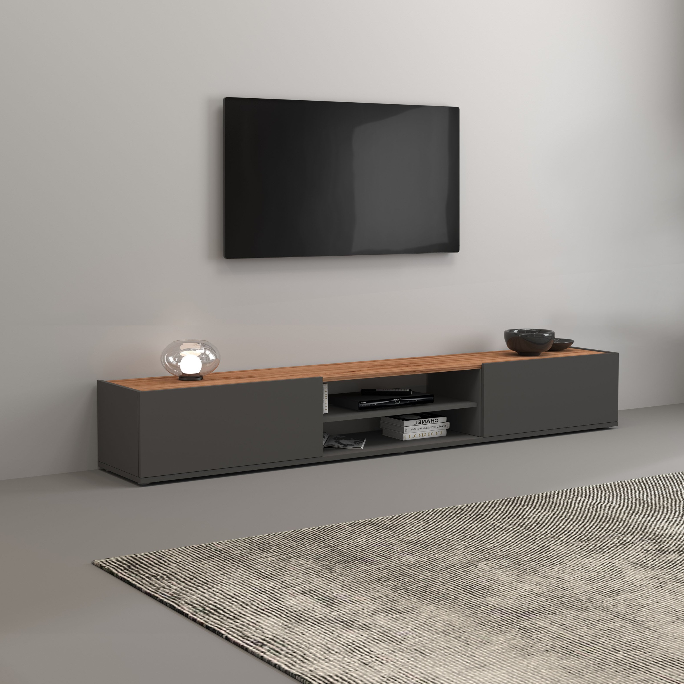 INOSIGN Lowboard »Garda,Lowboard,TV-Kommode,TV-Möbel,TV-Bank«, stehend und hängend mit 2 Klappen, 1 Einlegeboden, Breite 210 cm