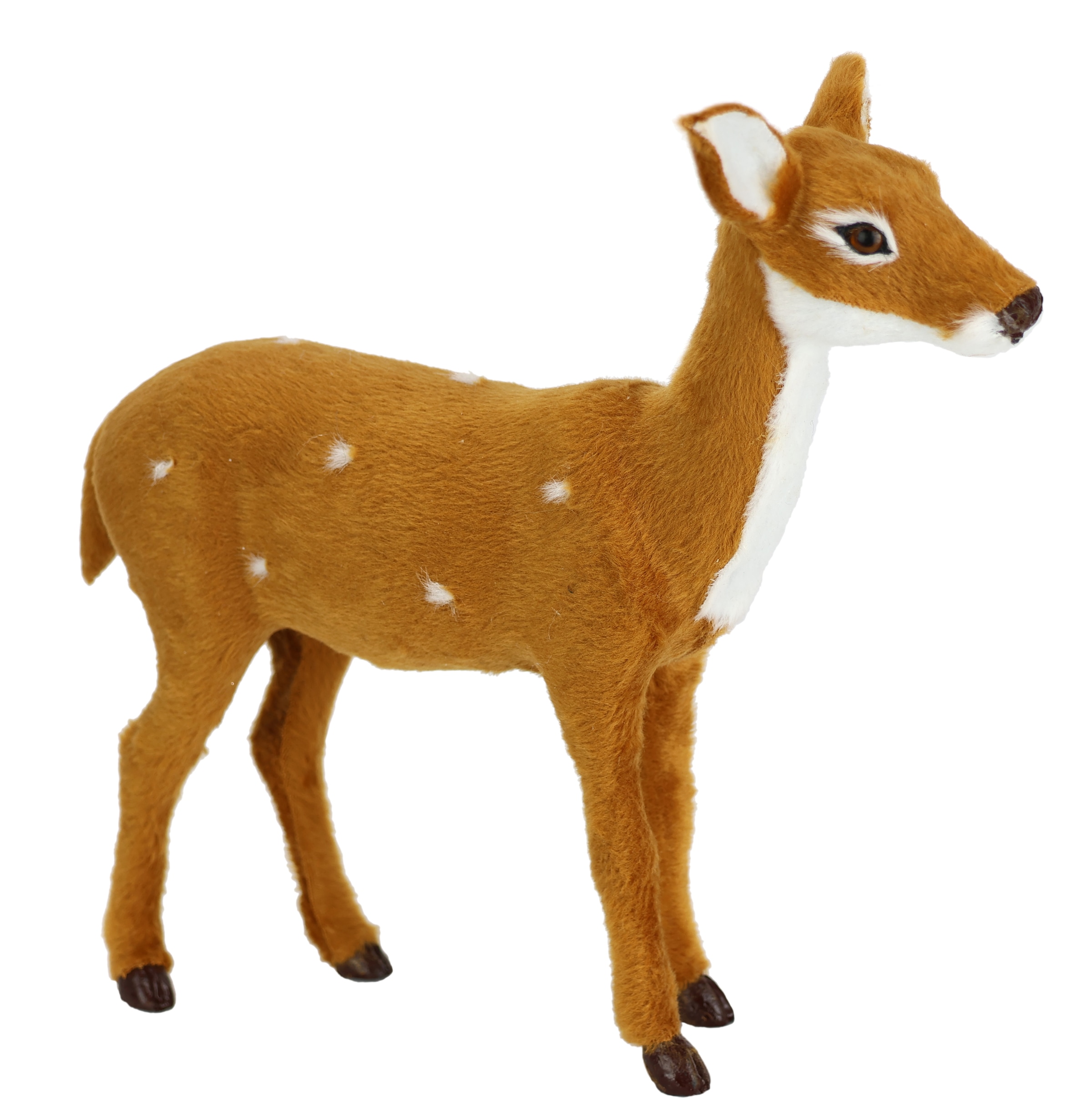 I.GE.A. Dekofigur »Tierfigur Reh aus Kunstfell«, Realistisches Waldtier Statue Ornament Plüschtier Weihnachtsdeko