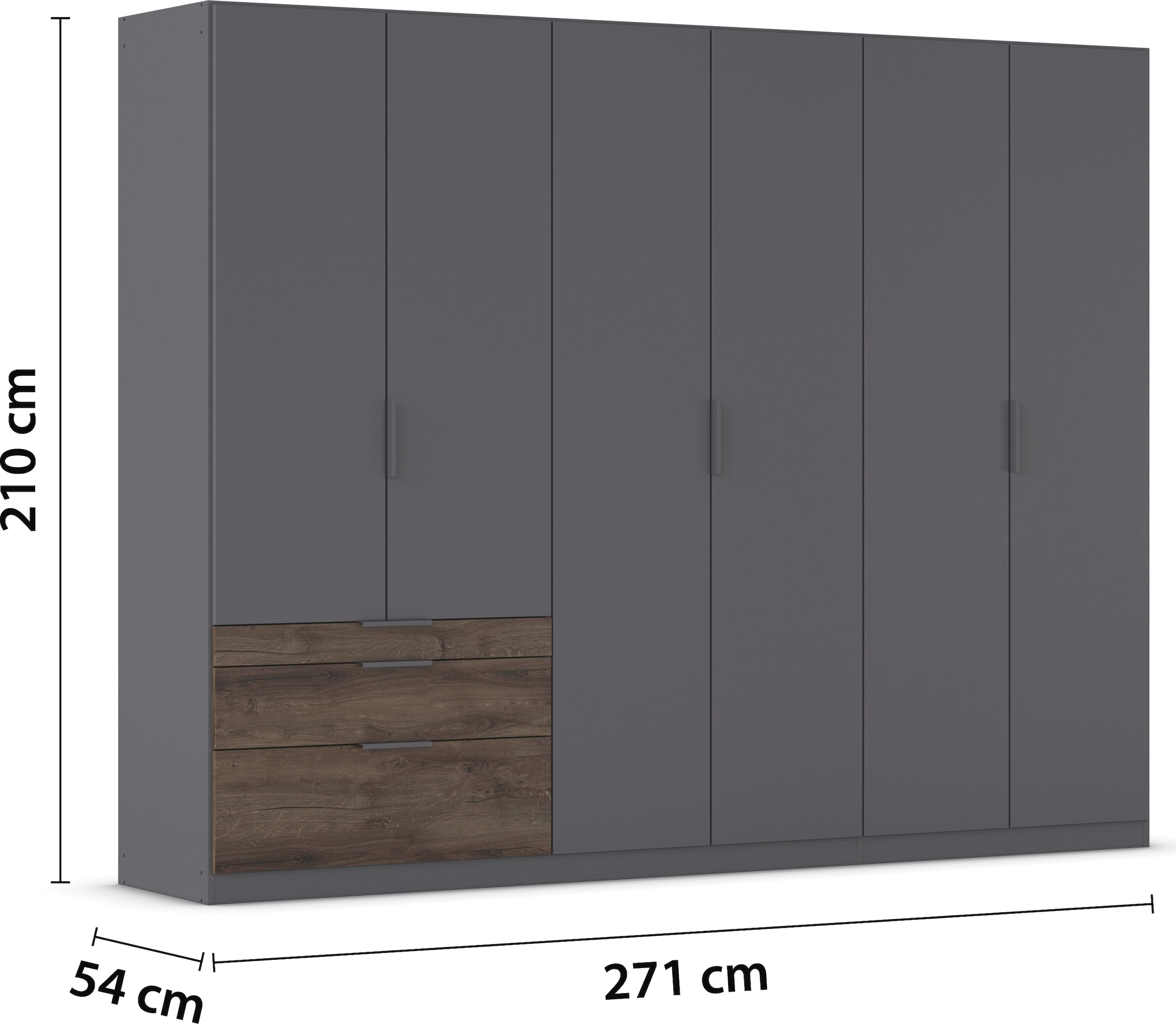 rauch Kleiderschrank »Drehtürenschrank Schrank Garderobe Schlafzimmerschrank KODA«, (oberer Schubkasten mit praktischer Inneneinteilung), mit asymmetrisch angeordneten Schubladen MADE IN GERMANY