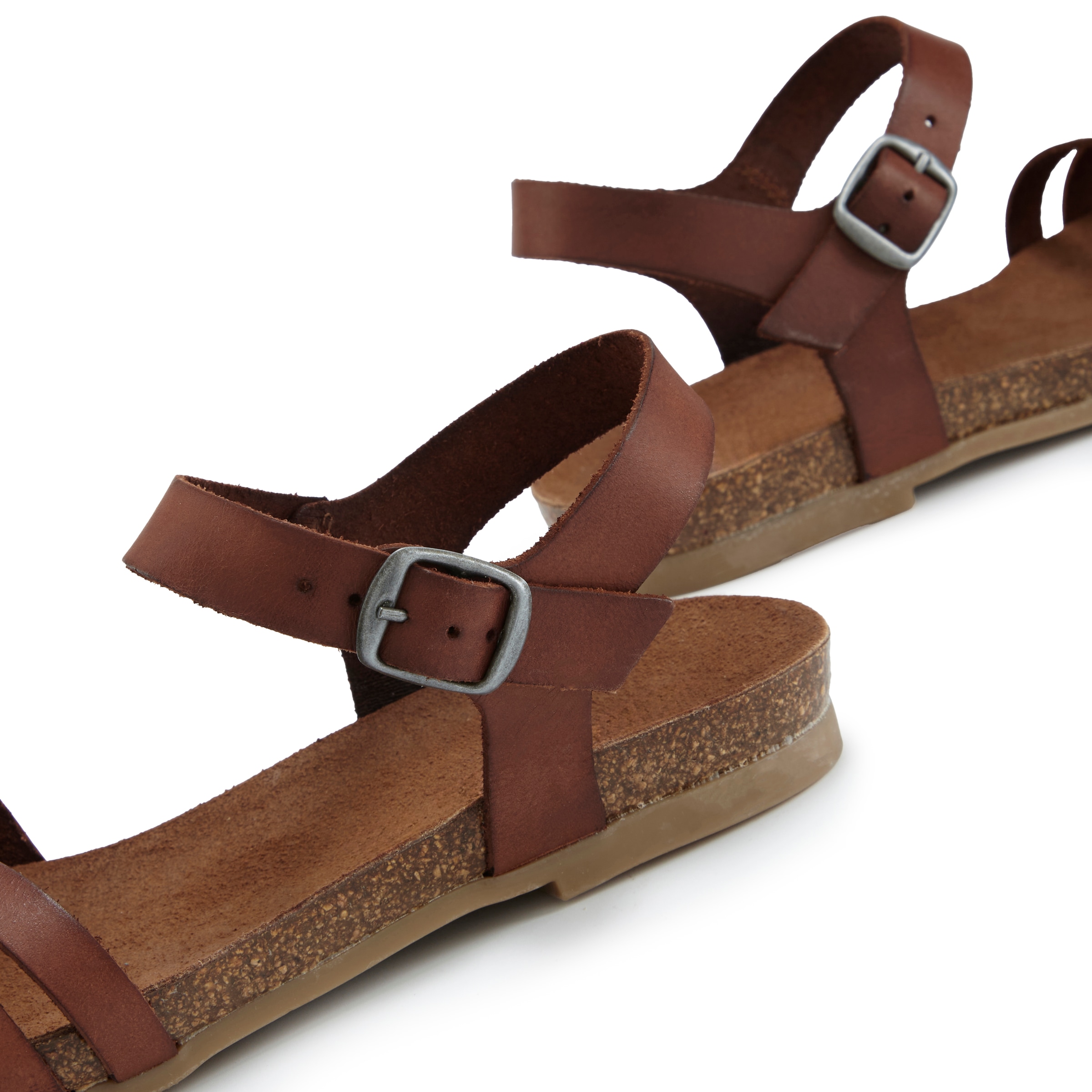 LASCANA Sandale »Sandalette, Sommerschuh, offener Schuh,«  aus Leder mit Korkfußbett