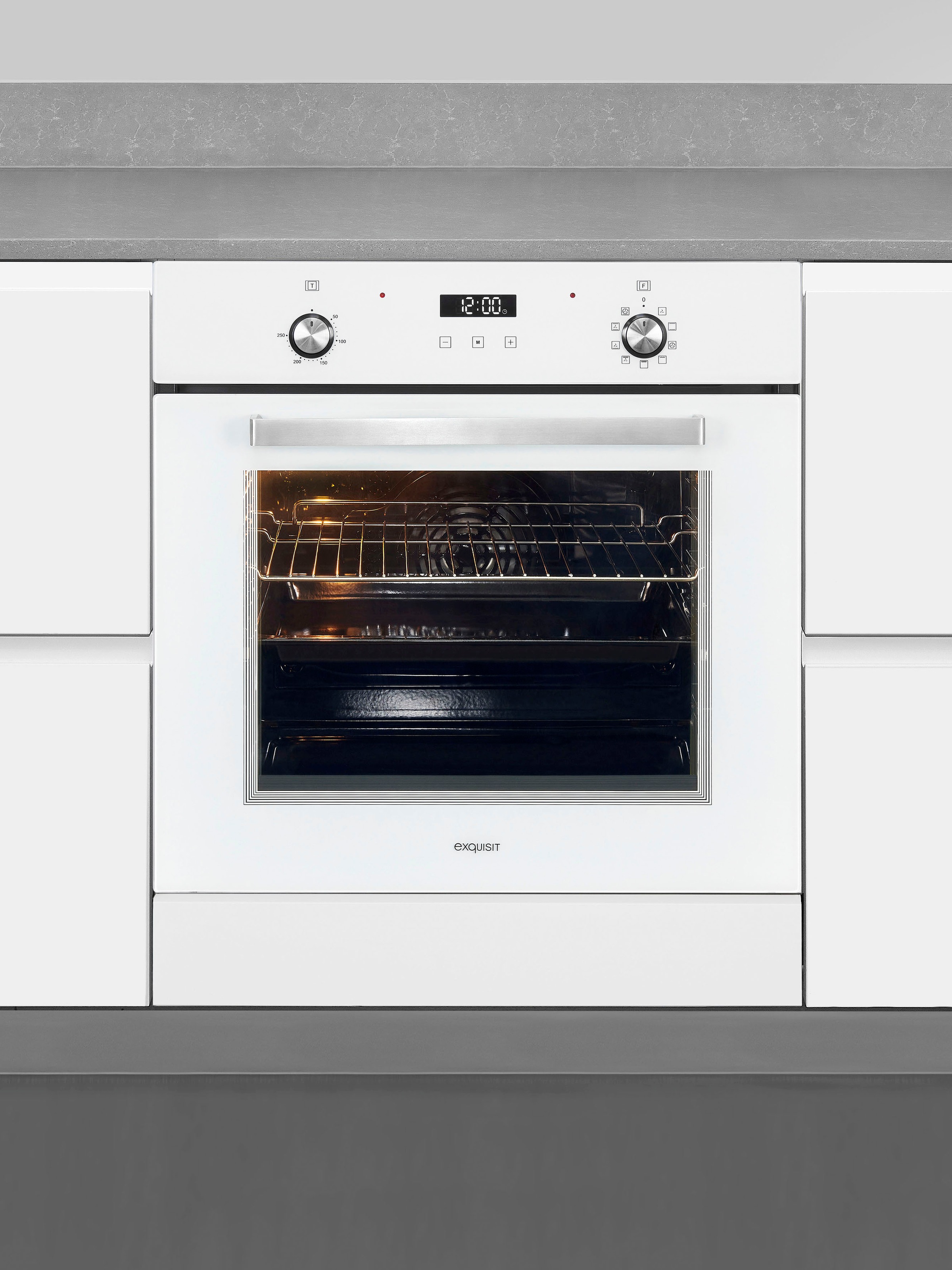 2. Bild von exquisit Backofen »EBE76-9-H-020«, EBE76-9-H-020 weiss, mit 1-fach-Teleskopauszug