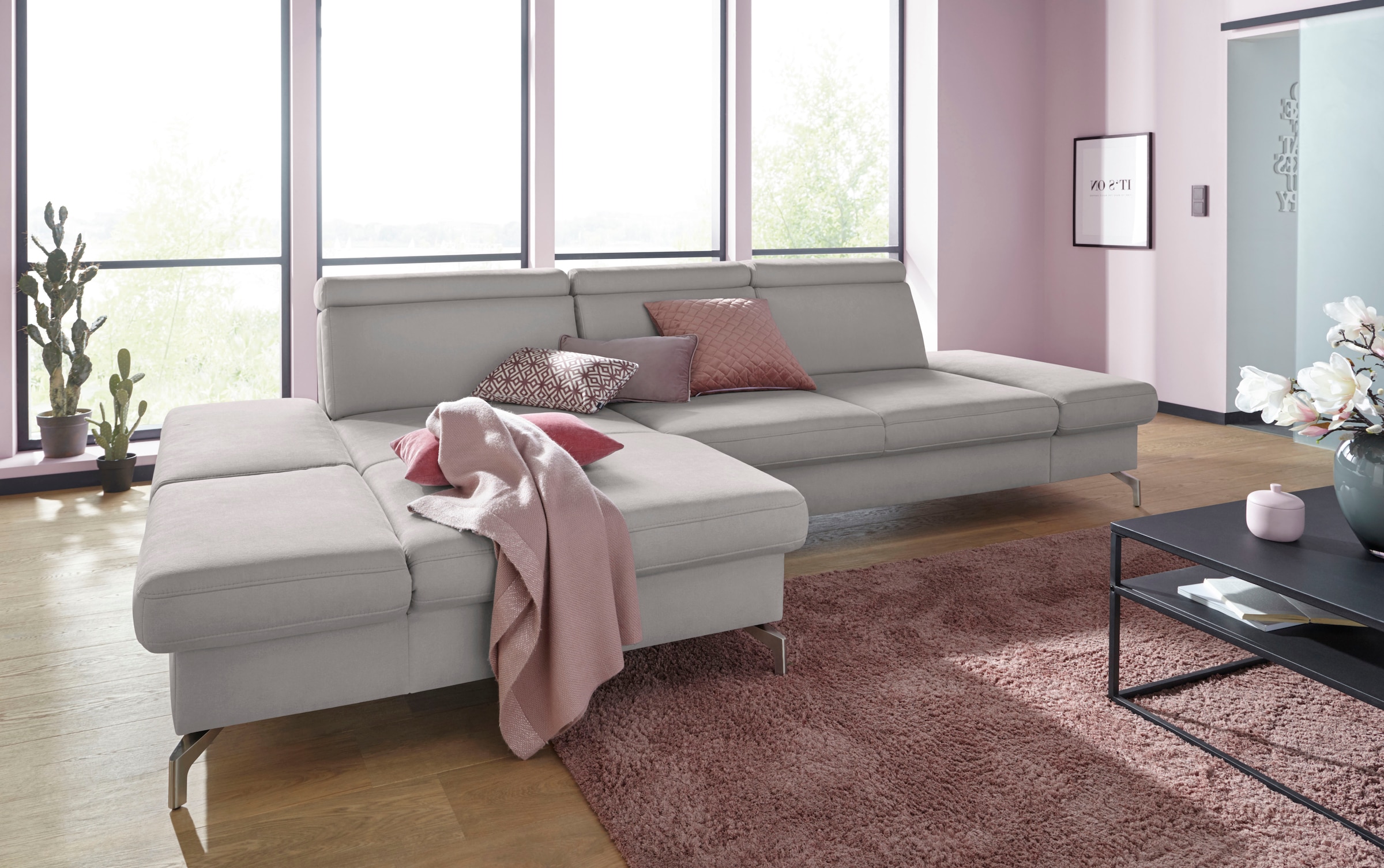 sit&more Ecksofa »Brisbane L-Form«, Fußhöhe 12 cm, inklusive Sitztiefen-, A günstig online kaufen