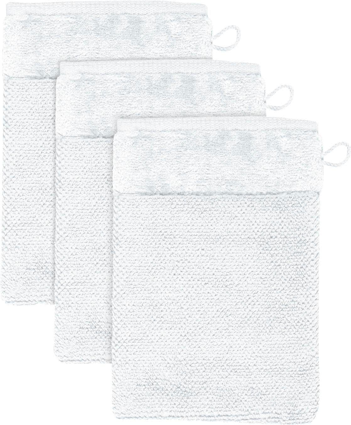Möve Waschlappen »MÖVE Bamboo Luxe 3er Set Waschhandschuh«, (3 St.), mit seidig glänzenden Bordüren