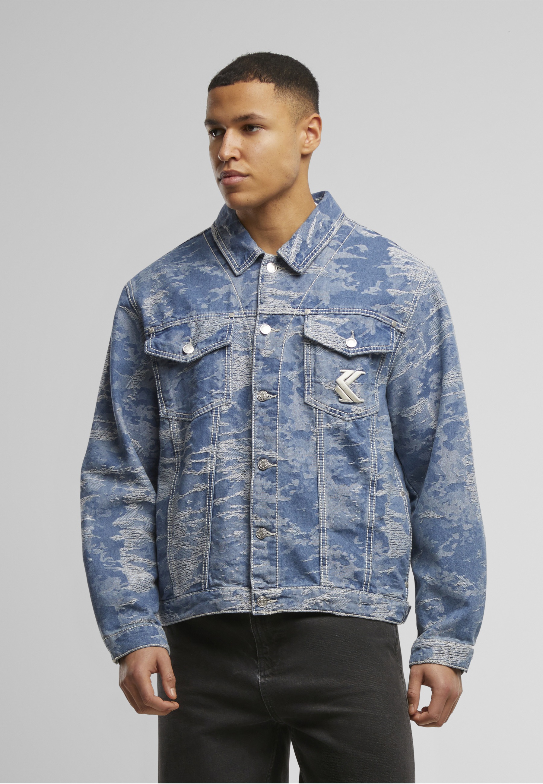 Karl Kani Jeansjacke »Karl Kani OG K Distress Camo OS Denim Jacket« 1 Stk. tlg. ohne Kapuze
