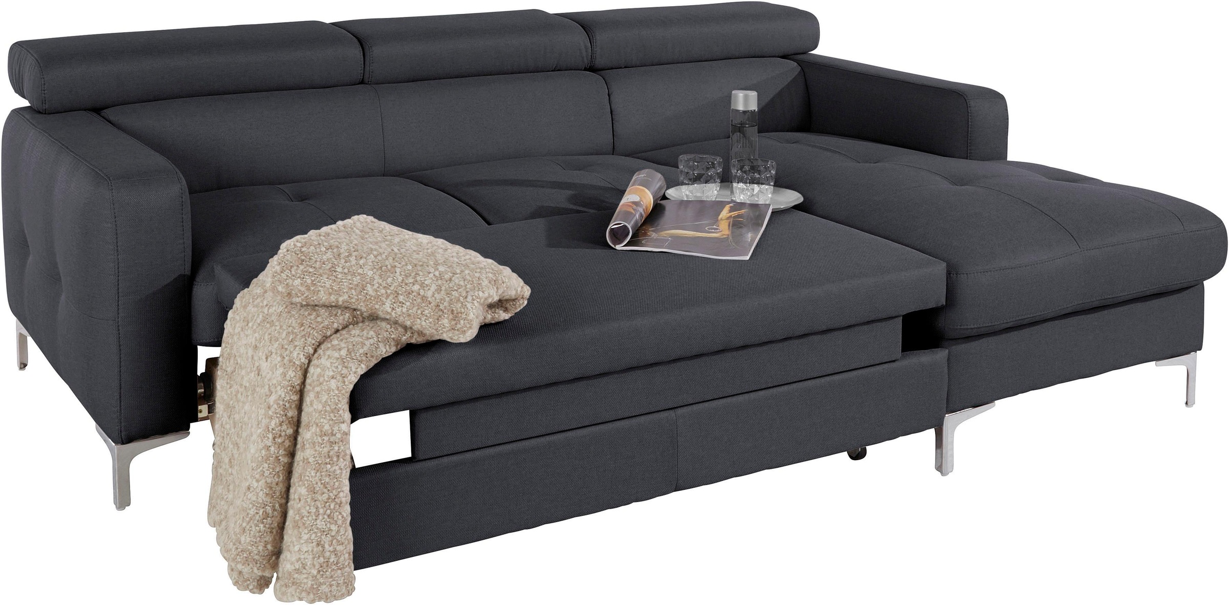 COTTA Ecksofa »Sammy L-Form«, mit Kopfteilverstellung, wahlweise mit Bettfunktion & Bettkasten