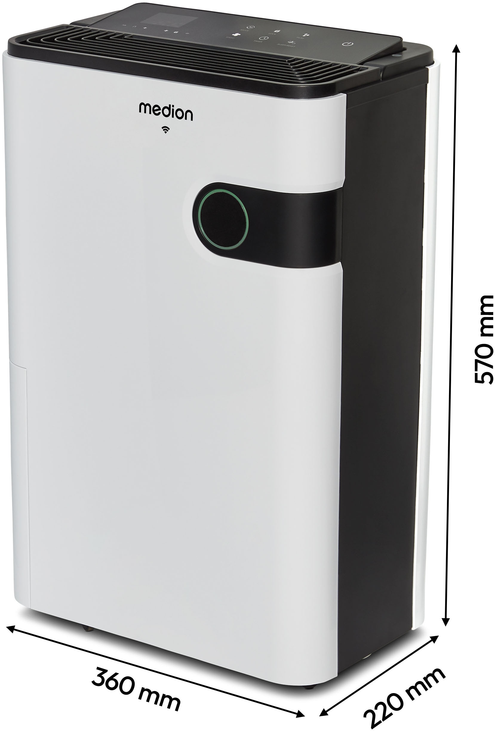 Medion® Luftentfeuchter »Smarter Luftentfeuchter (MD12044), für Räume bis zu 40m²«, Entfeuchtung 24 l/Tag, Tank 5 l, Steuerung per App oder Fernbedienung, Volumen Wassertank ca. 5L