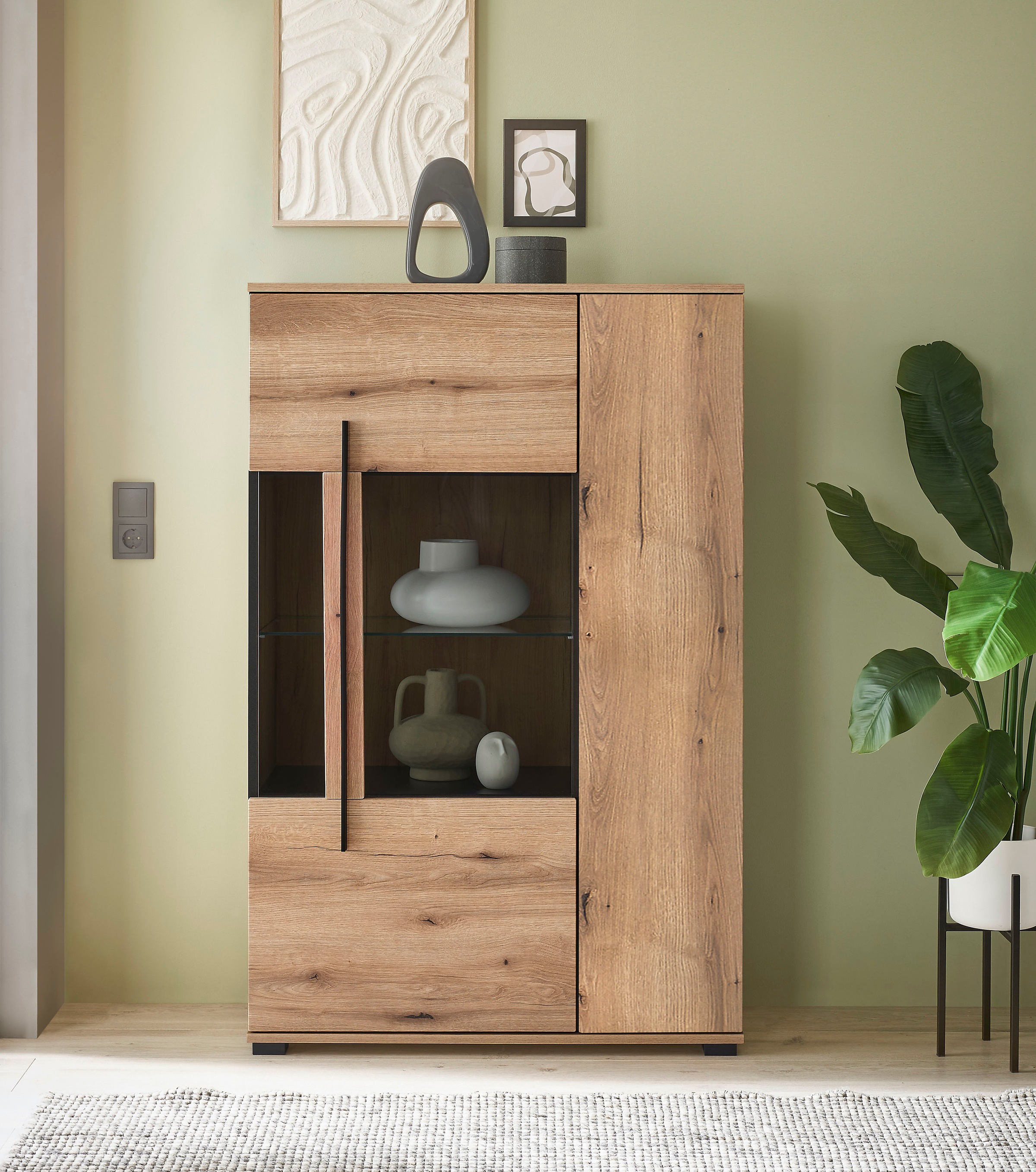 INOSIGN Vitrine »Cantara, Vitrinenschrank in Eiche Evoke oder weiß, Standvi günstig online kaufen