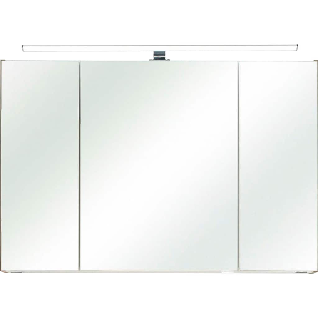 PELIPAL Spiegelschrank »Quickset«, Breite 105 cm, 3-türig, LED-Beleuchtung, Schalter-/Steckdosenbox, Türdämpfer