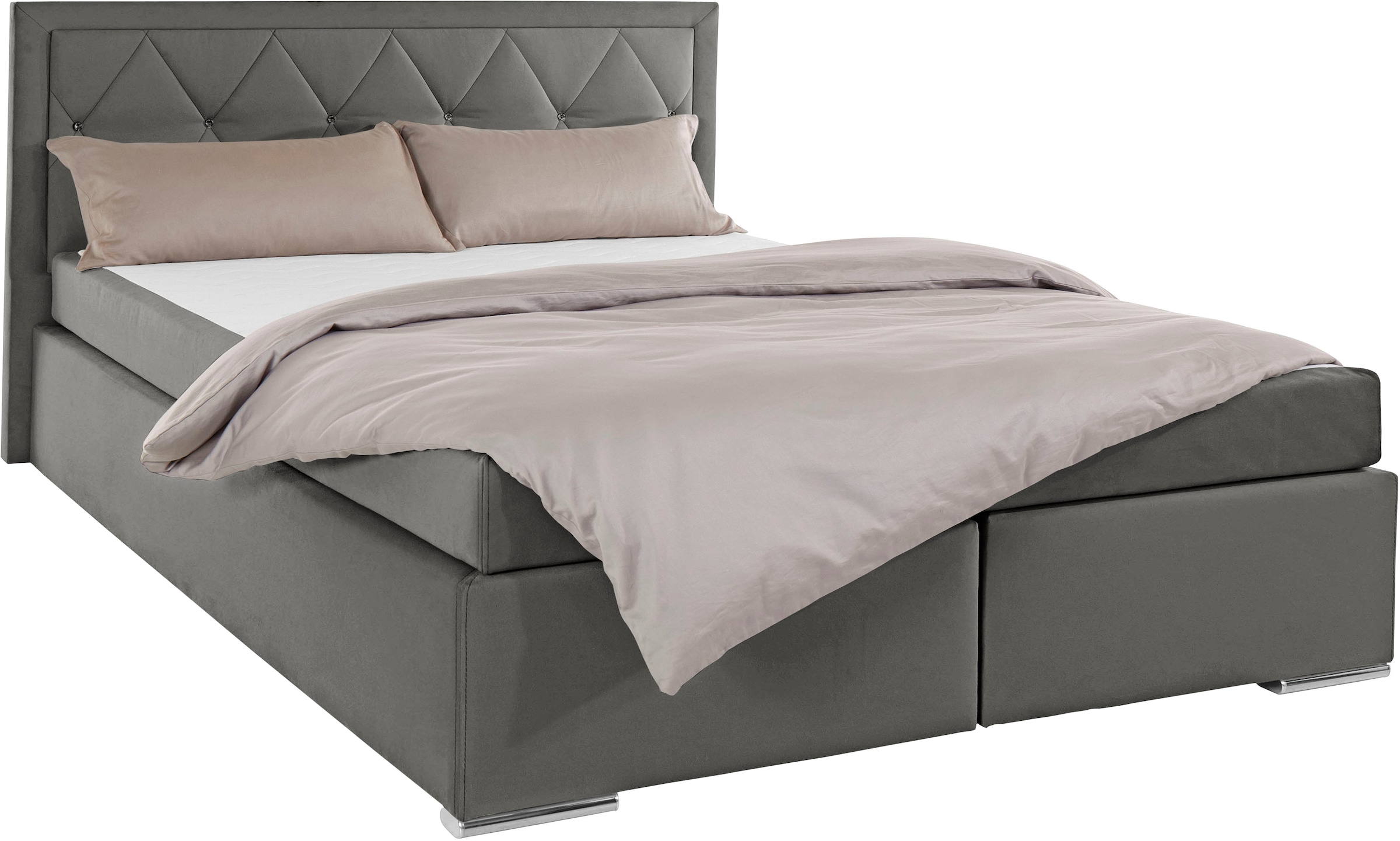 3. Bild von Leonique Boxbett »Alfie, Bestseller, wahlweise mit Bettkasten«, mit Straßsteinen im Kopfteil, H2, H3 und H4 wählbar