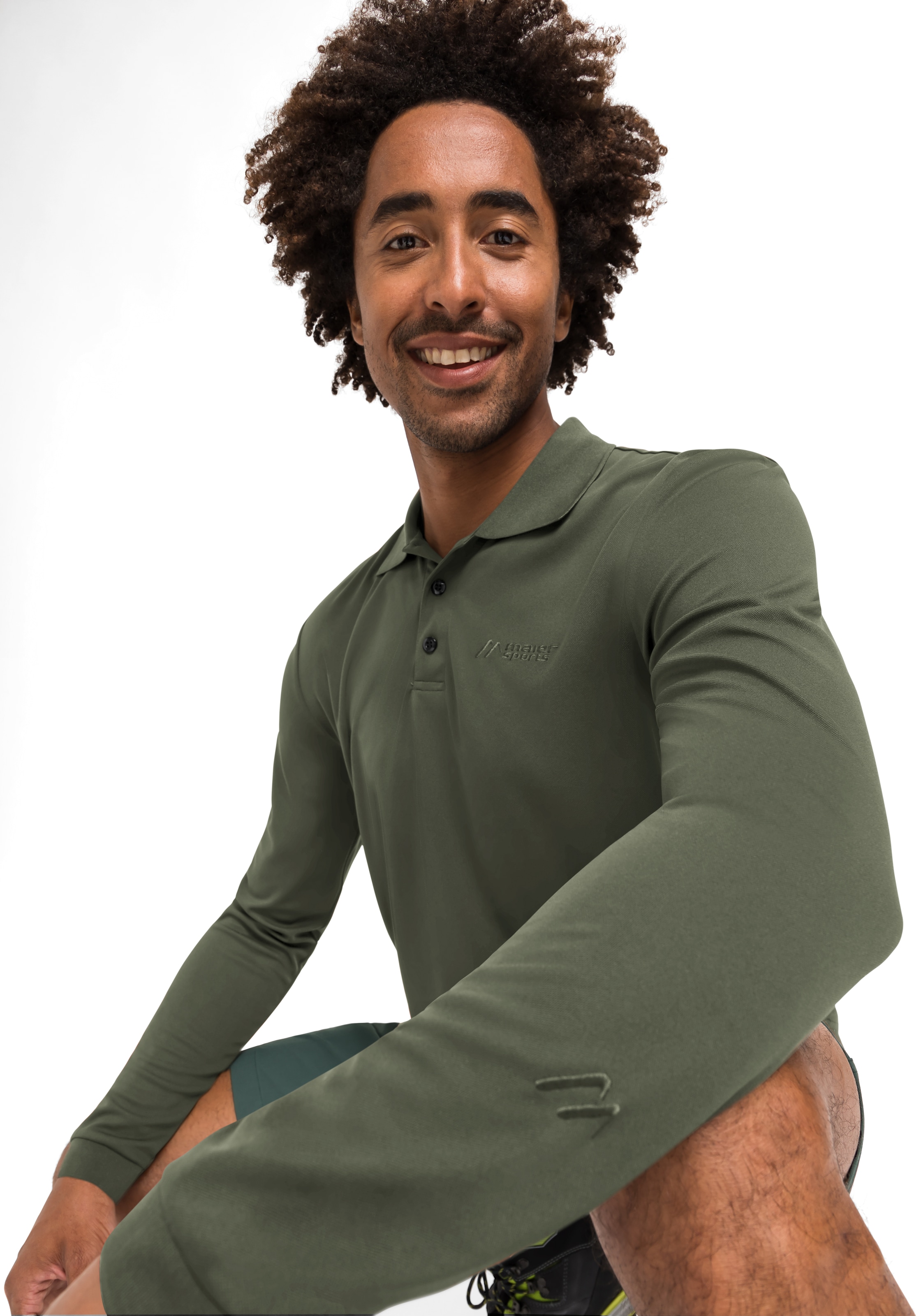 Maier Sports Poloshirt »Ulrich L/S«, Herren Funktionsshirt, langarm Freizeitshirt mit Hemdkragen, Reg. Fit