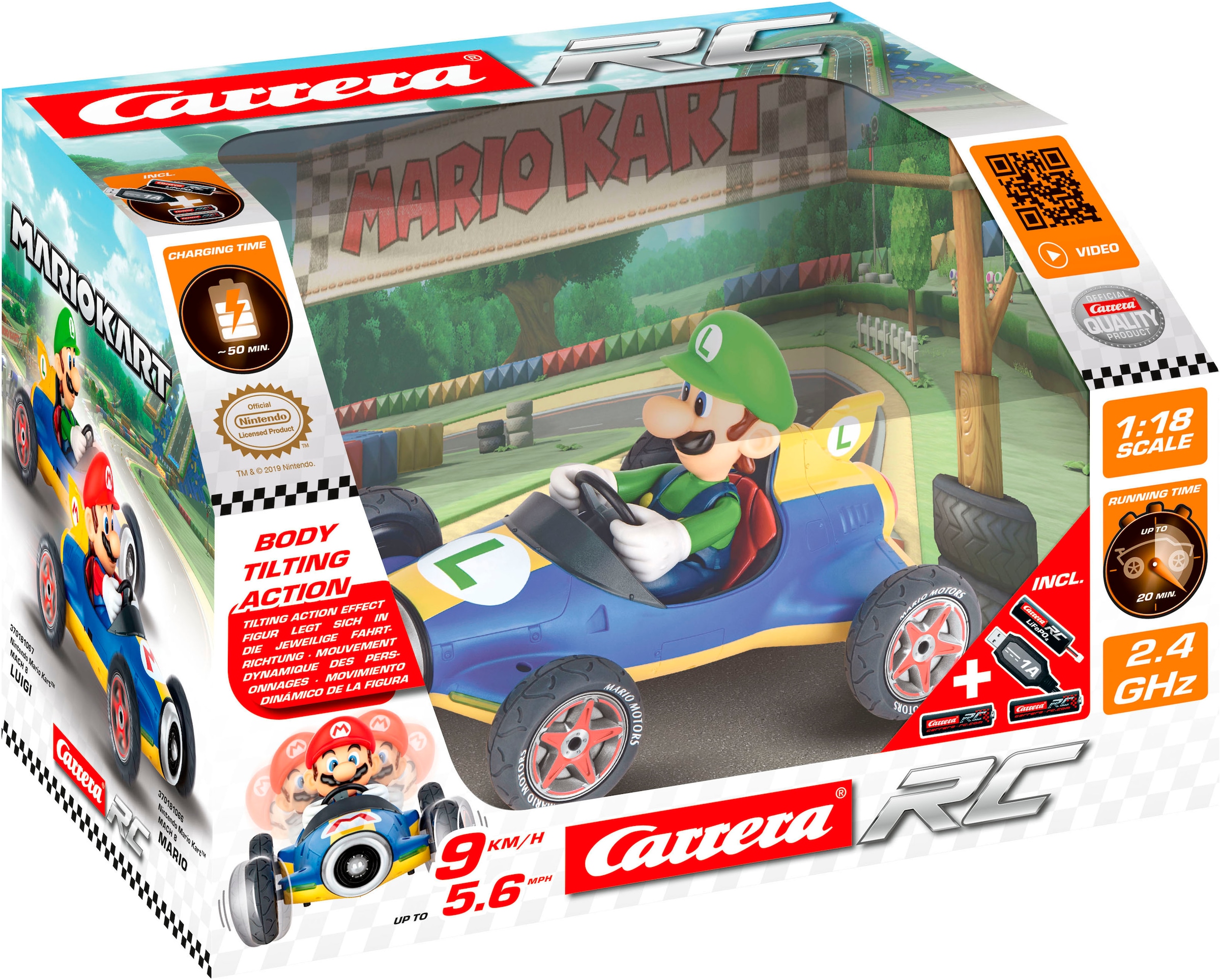 Carrera® RC-Auto »Carrera® RC Mario Kart™ - Mach 8, Luigi, 2,4GHz«