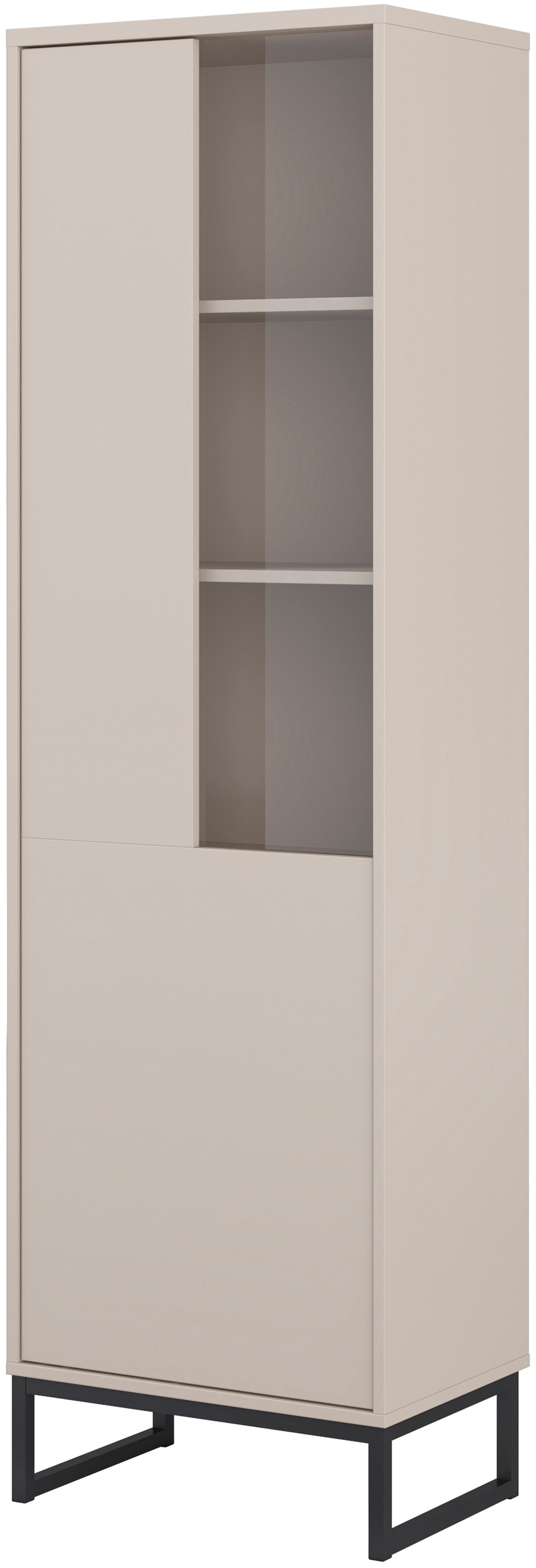 Home affaire Vitrine »Loft, Höhe 181 cm, moderne Standvitrine mit Glastür, Metallkufen« Hochschrank mit viel Stauraum, Glastür und verstellbaren Einlegeböden