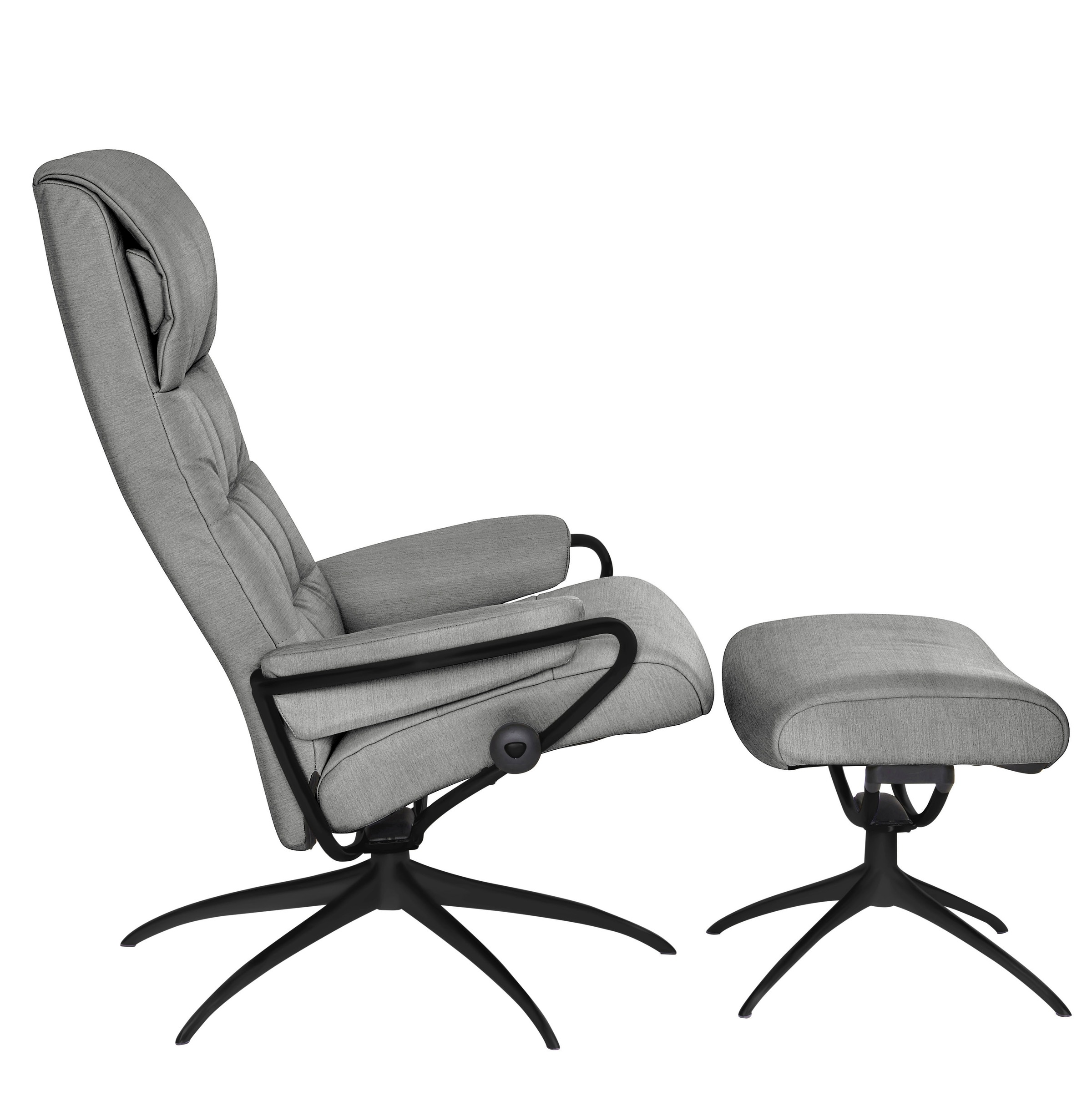 Stressless® Relaxsessel »London«, (Set, Relaxsessel mit Hocker), mit Hocker, High Back, mit Star Base, Gestell Schwarz