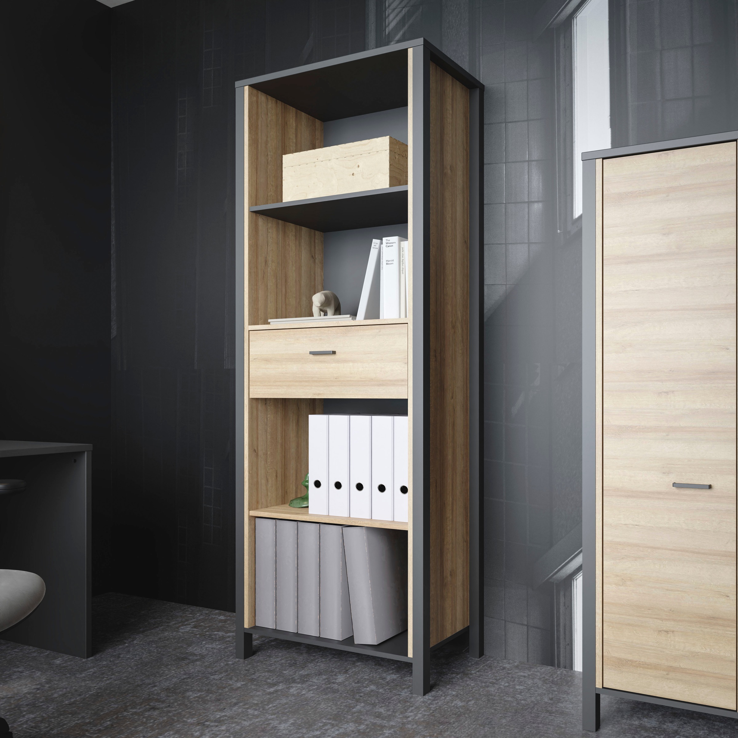 FORTE Aktenregal »High Rock«, mit Tür, 4 offene Fächer, Industrial-Stil, 65 günstig online kaufen