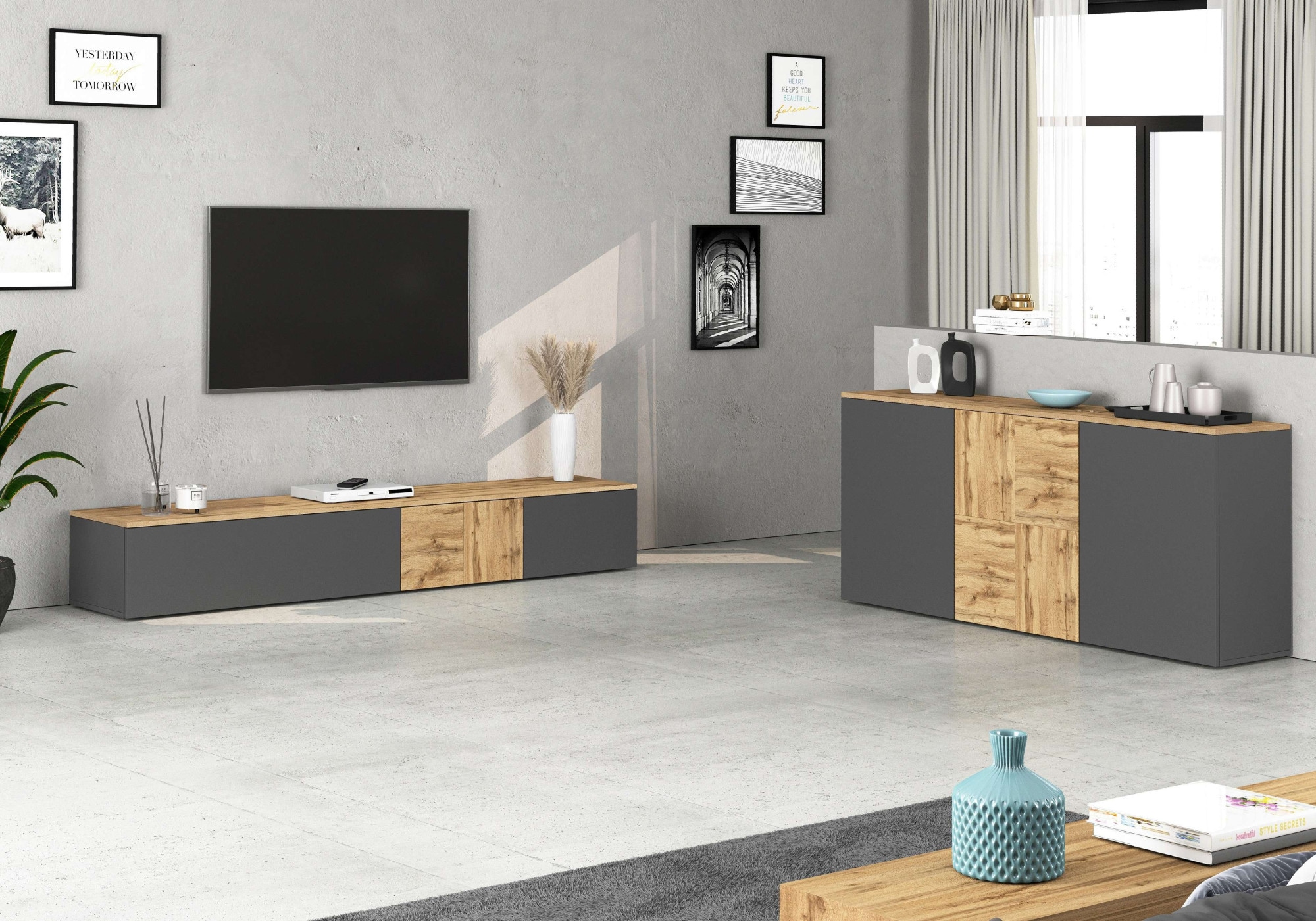 INOSIGN Sideboard »Sideboard ISEO, Kommode, Schrank, Kredenz« 1 Stk. tlg. stehend/hängend, 3 Türen, 6 Fächer, Breite 150 cm
