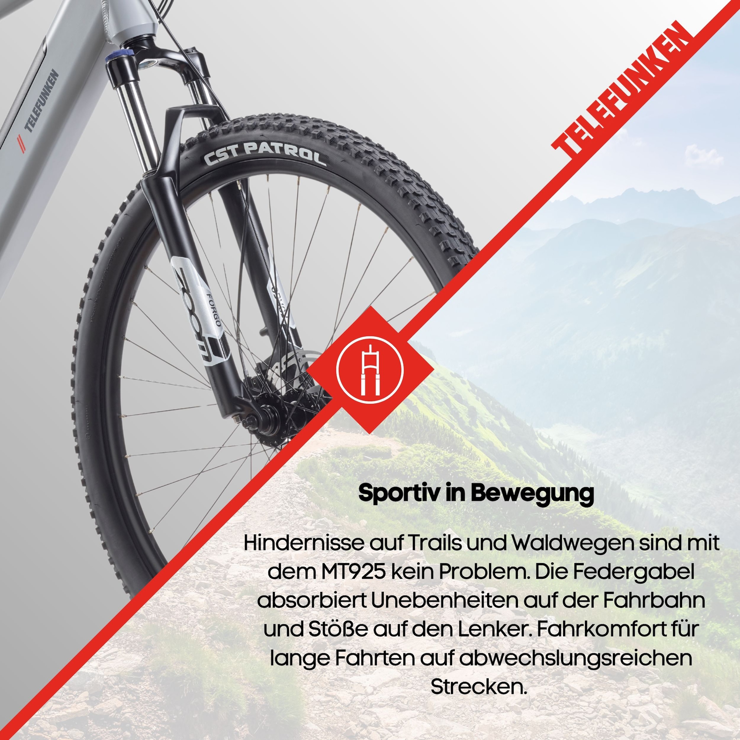 Telefunken »Aufsteiger MT925« 9 Gang Shimano Cues Schaltwerk Kettenschaltung Mittelmotor 250 W Pedelec, Elektrofahrrad, Damen u. Herren, E-MTB, Mountainbike, 29 Zoll