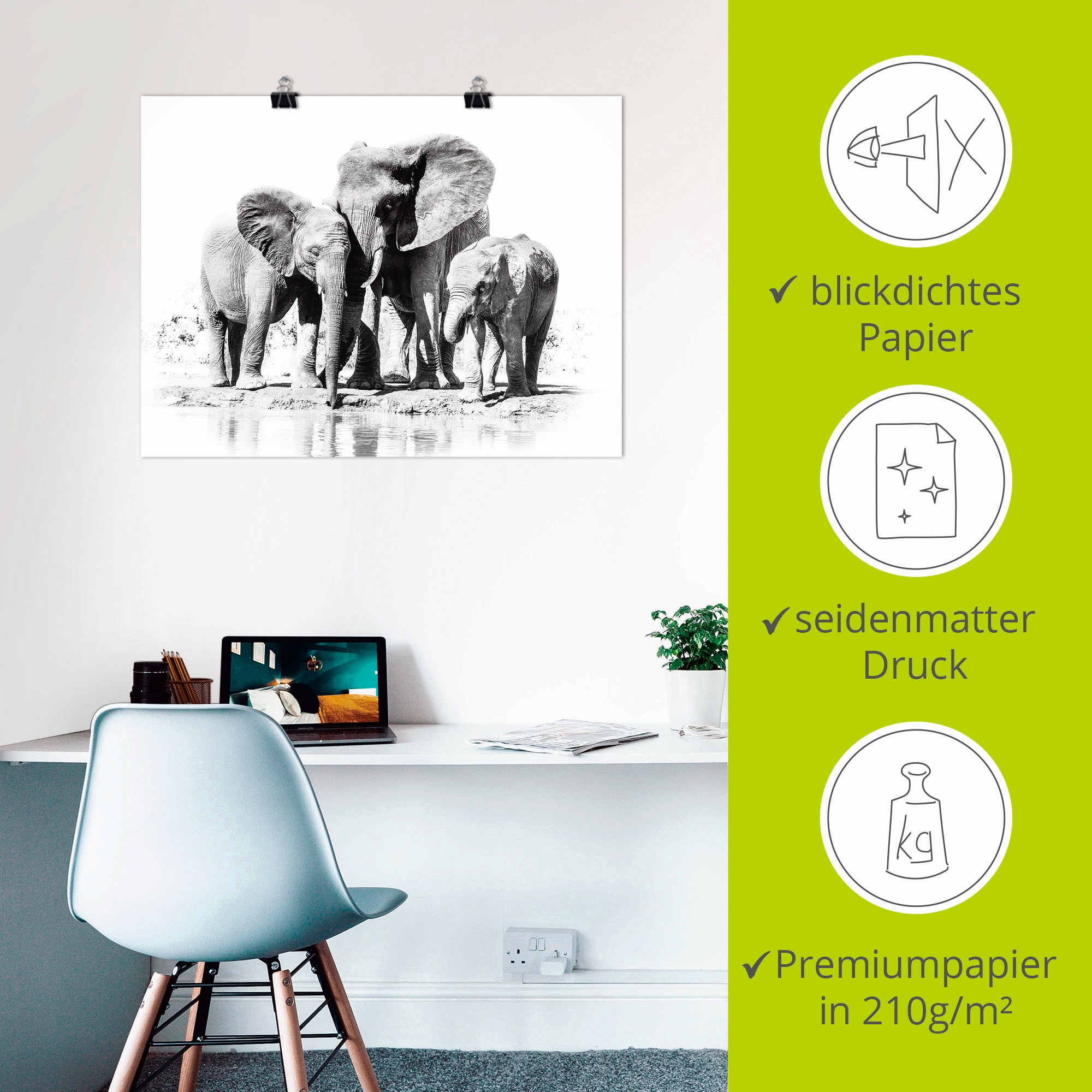 Artland Wandbild »Elefantenmutter mit Kindern«, Elefanten Bilder, (1 St.), als Alubild, Outdoorbild, Leinwandbild, Poster in verschied. Größen