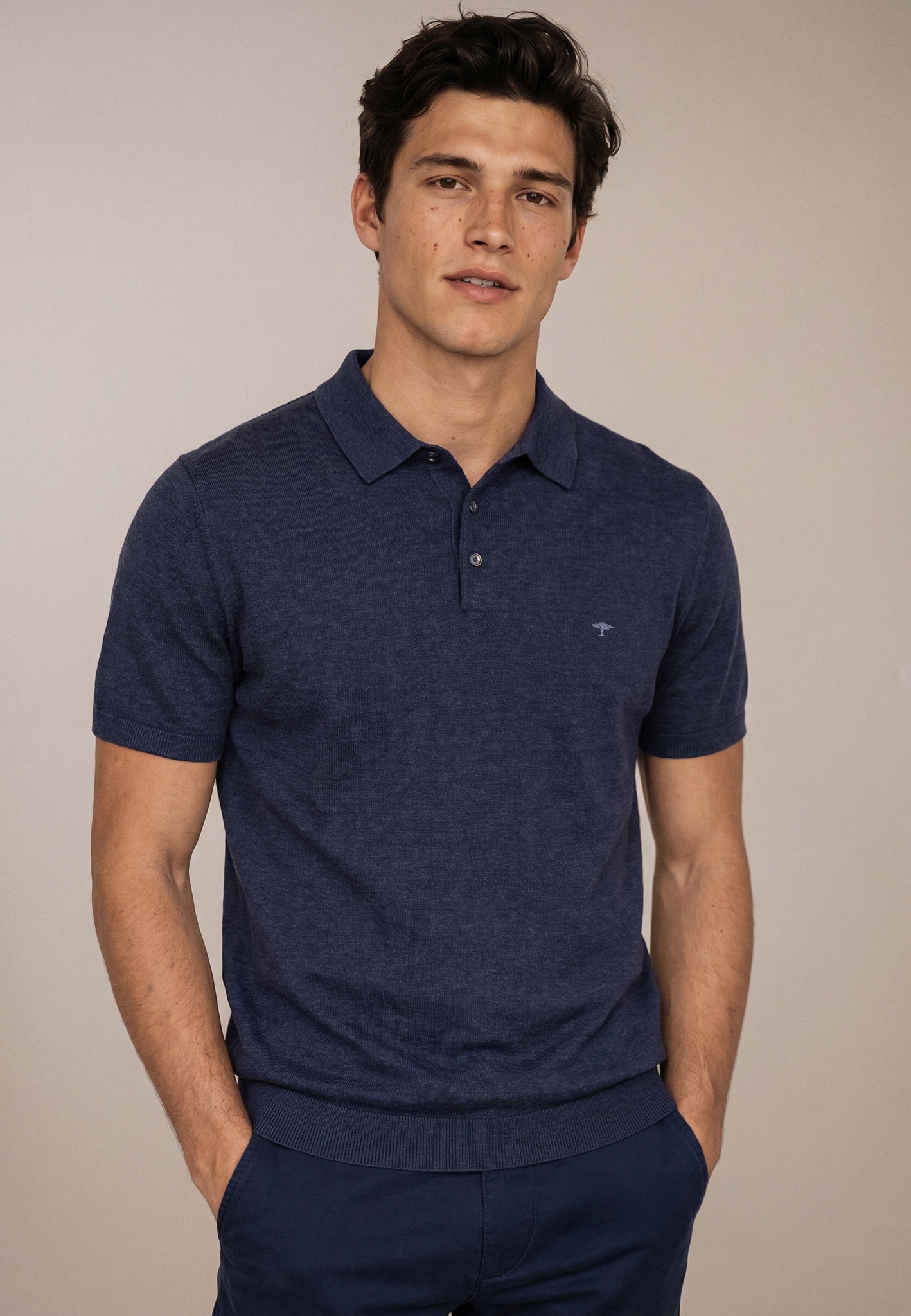 FYNCH-HATTON Polokragenpullover Sommershirt mit Stickerei