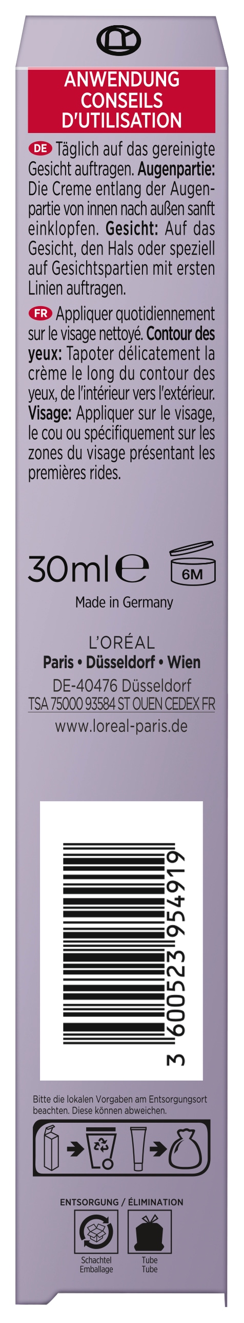 L'ORÉAL PARIS Gesichtspflege »REVITALIFT FILLER AUGENCREME FÜR DAS GESICHT« mit Hyaluronsäure, glättet die Haut, feuchtigkeitsspendend