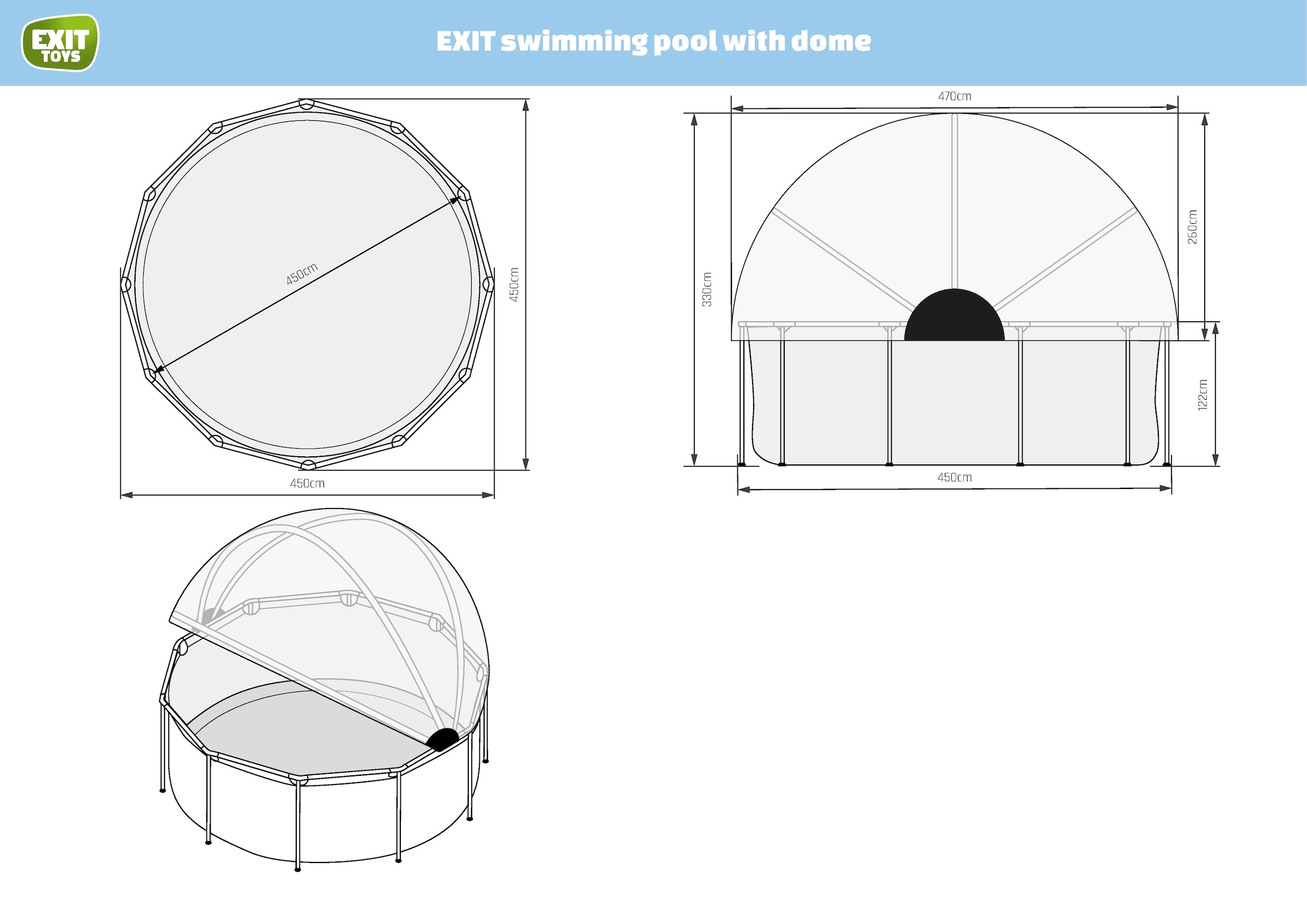 EXIT Framepool »»Black Leather Pool««, (Set), mit Sandfilterpumpe und Abdeckung und Zubehörset - schwarz