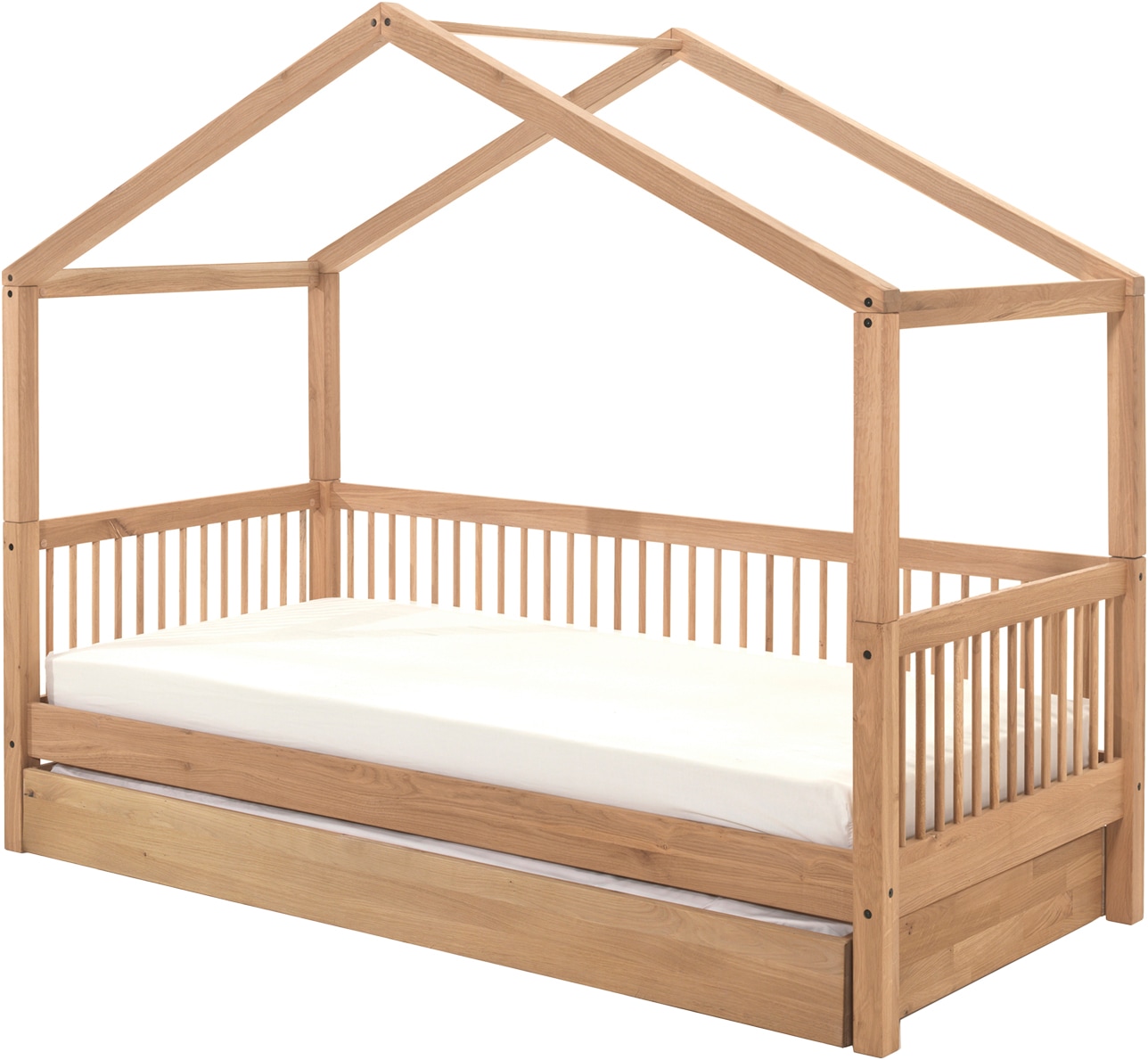 Home affaire Hausbett, (Made in Europe), aus massiver Eiche geölt, LF 90x200 cm, wahlweise mit Bettschublade