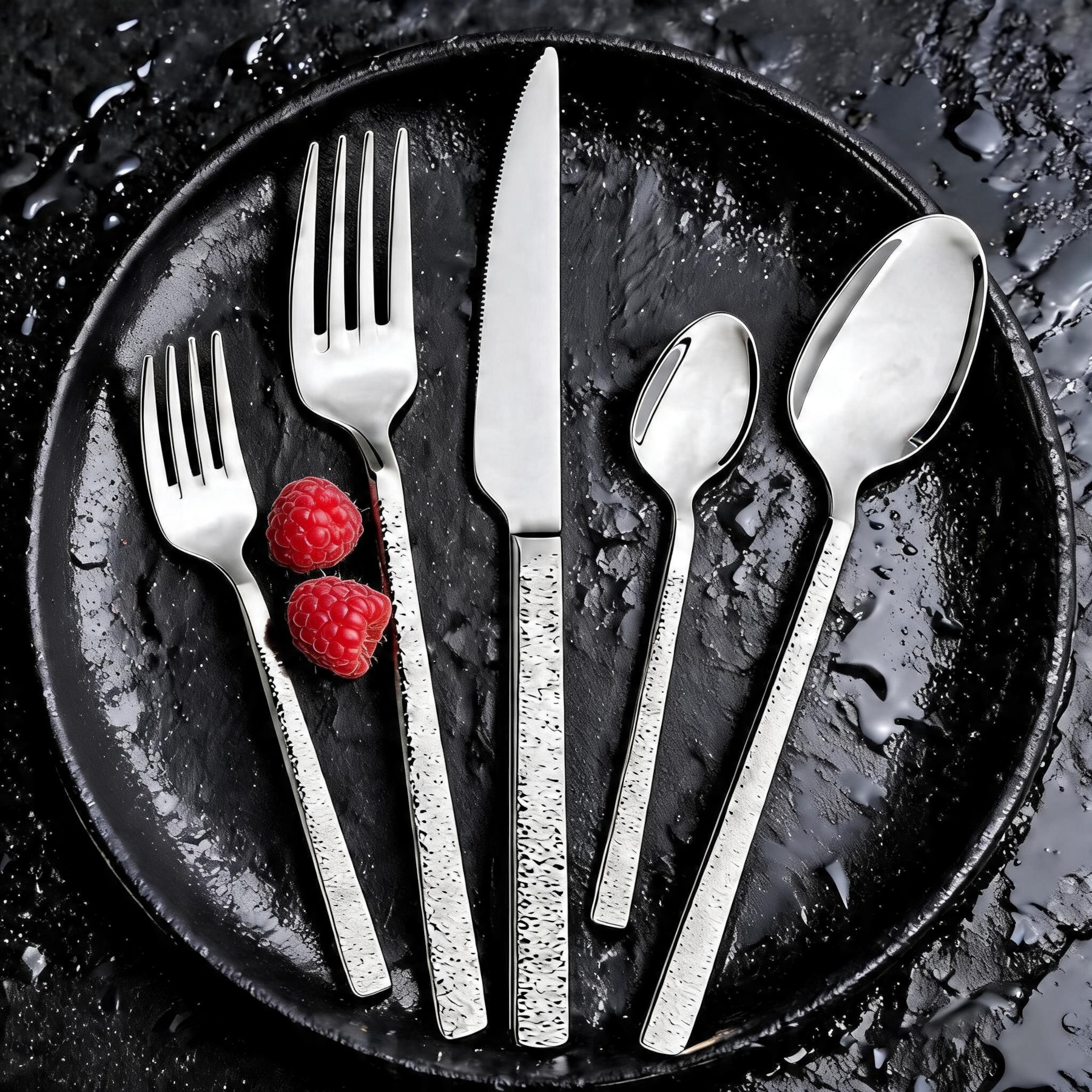 Mulex Besteck-Set »Besteck Genua, mit gehämmerter Struktur« ein Besteck mit außergewöhnlichem, glamourösen Design