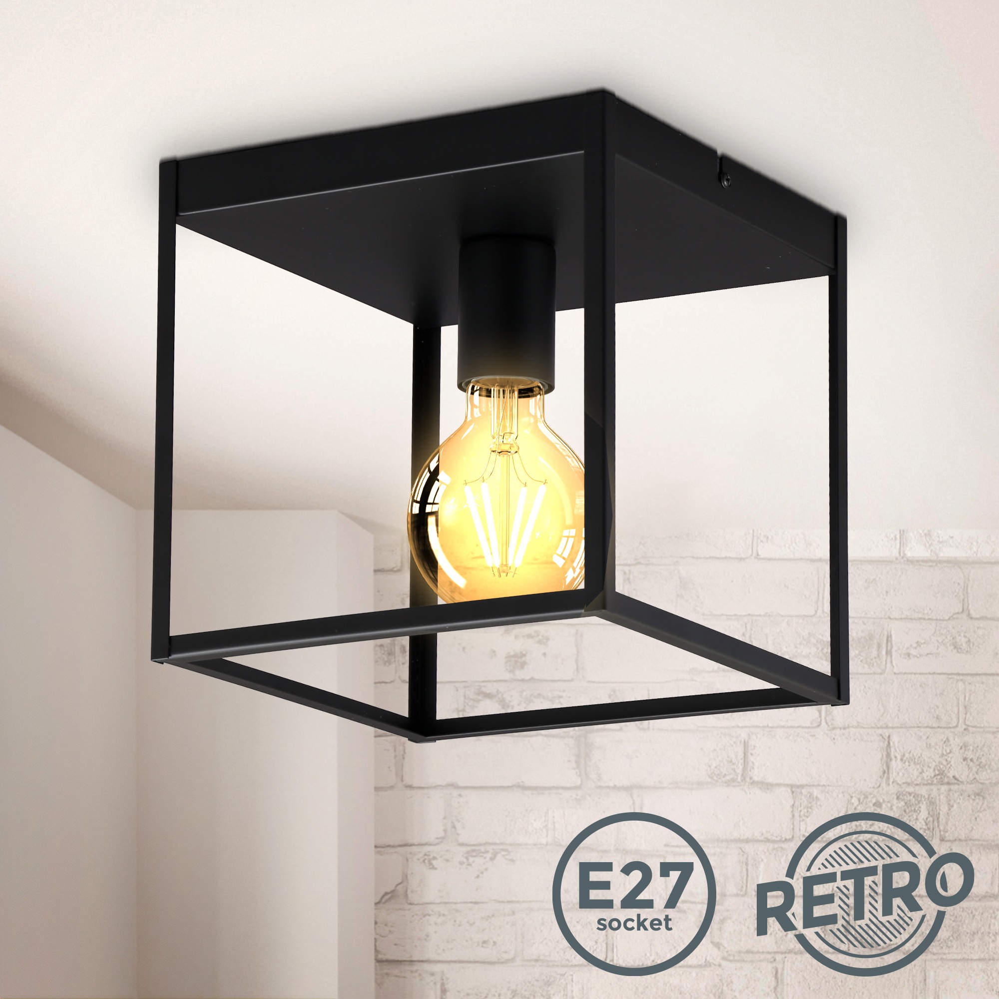 B.K.Licht Deckenleuchte »Deckenleuchte, schwarz, 1xE27 max. 60W exkl.«, 1 f günstig online kaufen