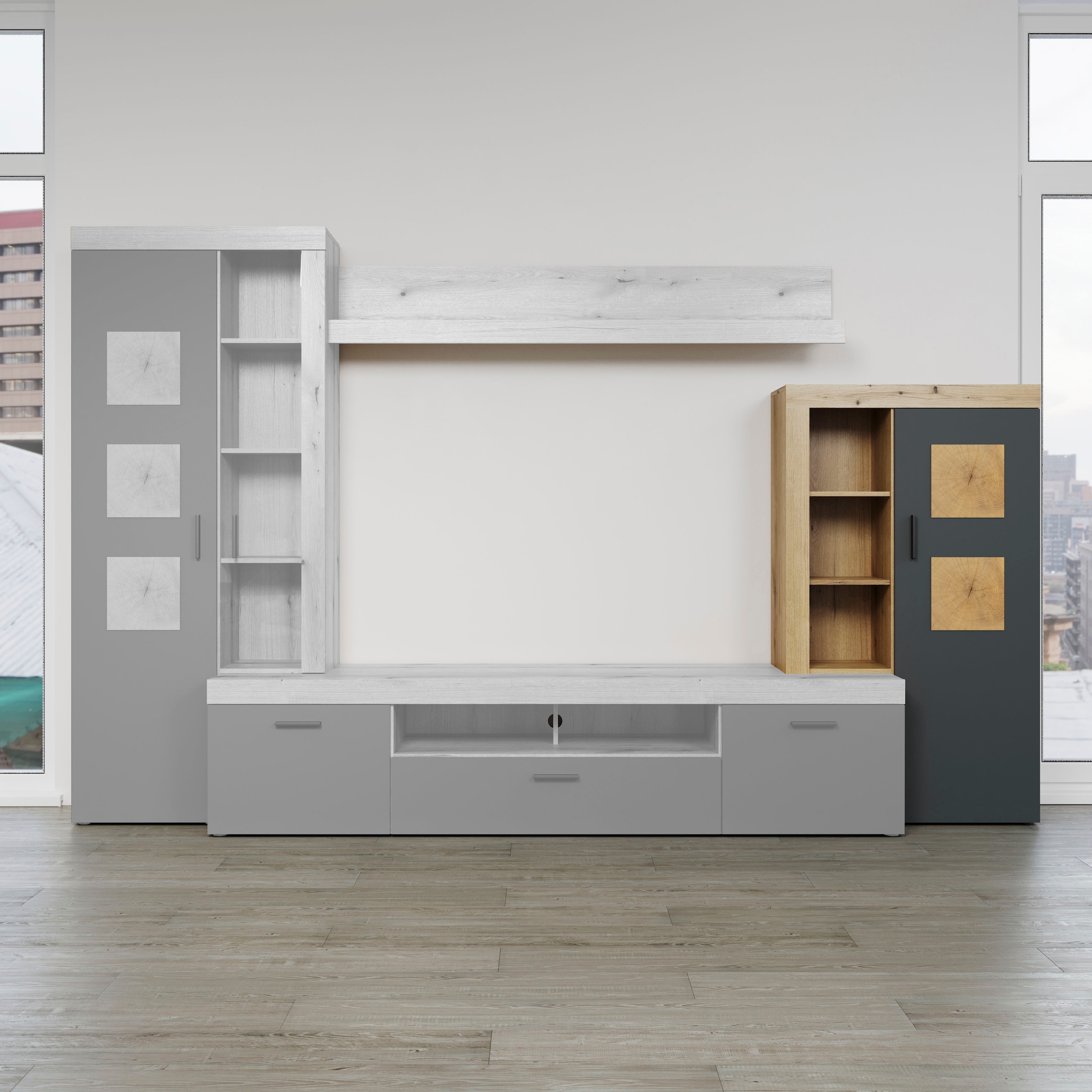 Home affaire Stauraumvitrine »Ghent« Packung, 1 Stk. tlg. Mit Hirnholzapplikationen