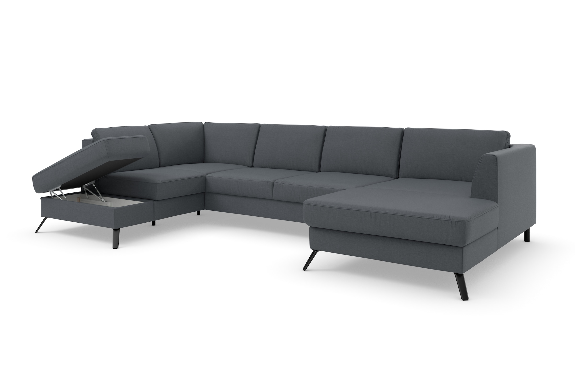 sit&more Wohnlandschaft »Olsen U-Form«, inklusive Sitztiefenverstellung, wahlweise mit Bettfunktion, 15cm hoch