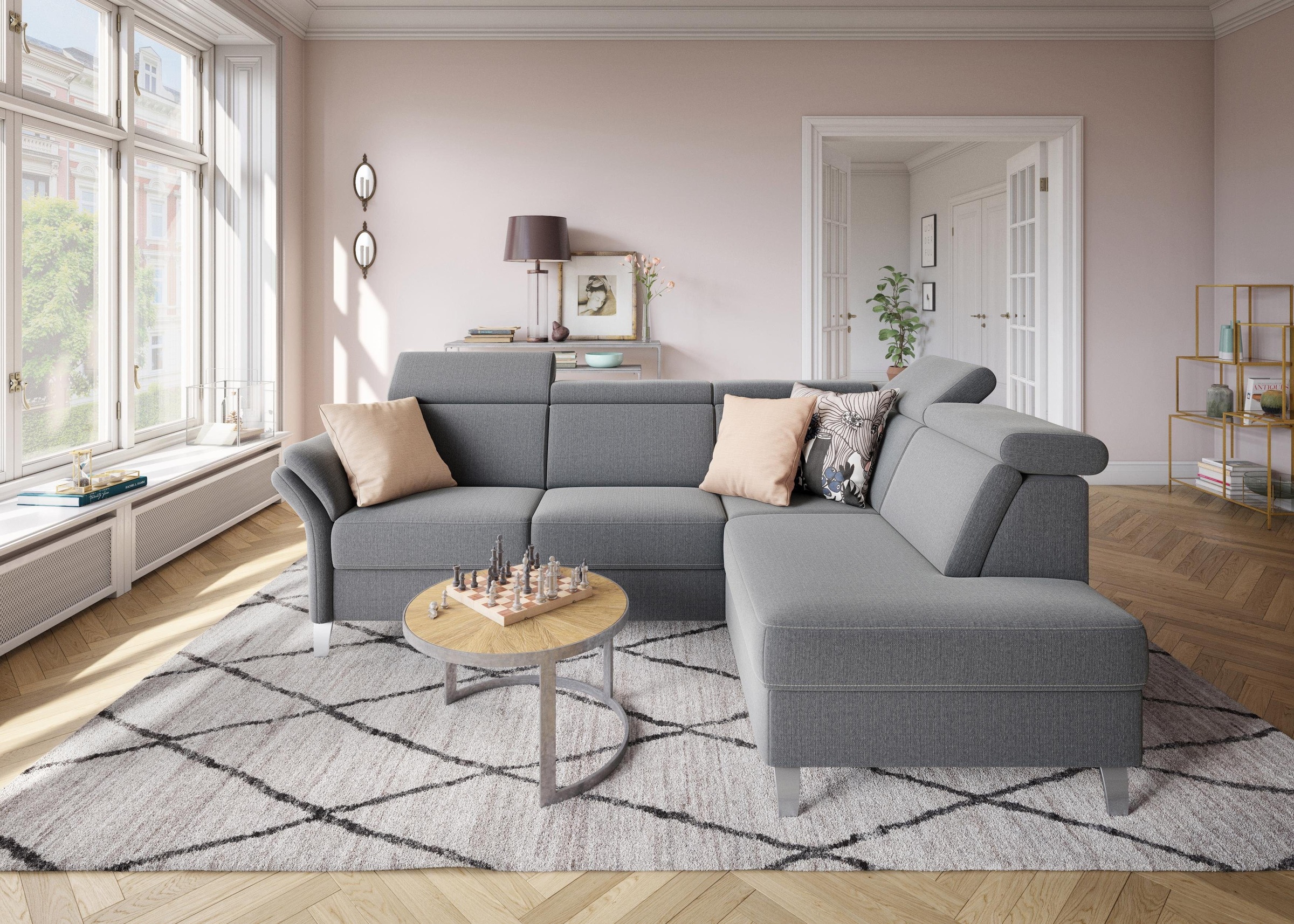 sit&more Ecksofa »Vincenzo L-Form«, inklusive Kopfteilverstellung, wahlweise mit Bettfunktion, Bettkasten