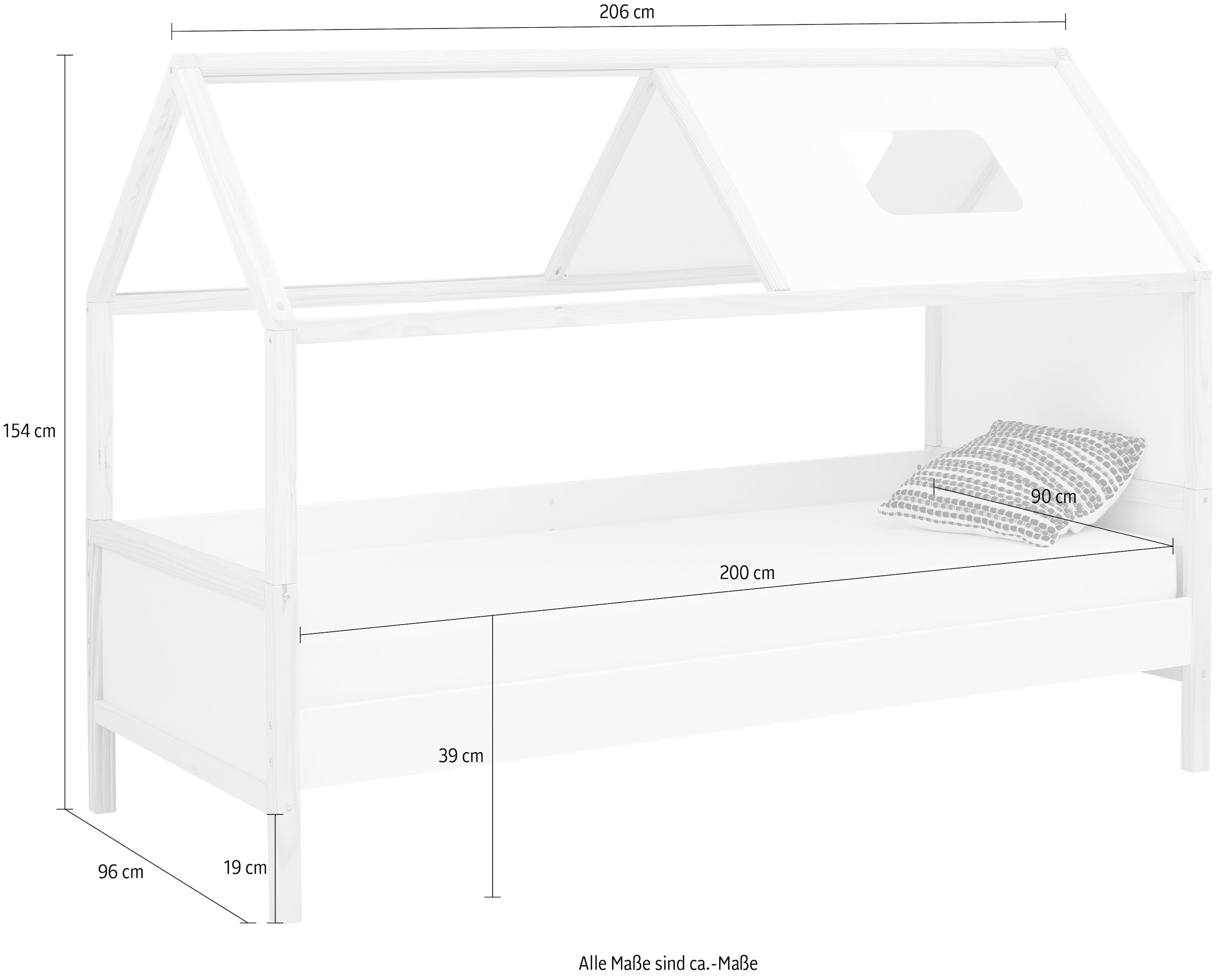Lüttenhütt Hausbett »Meentje«, (1 Liefefläche und Lattenrost Raten Paneele, 90x200 auf Einzelbett, tlg.), kaufen cm Kiefernholz