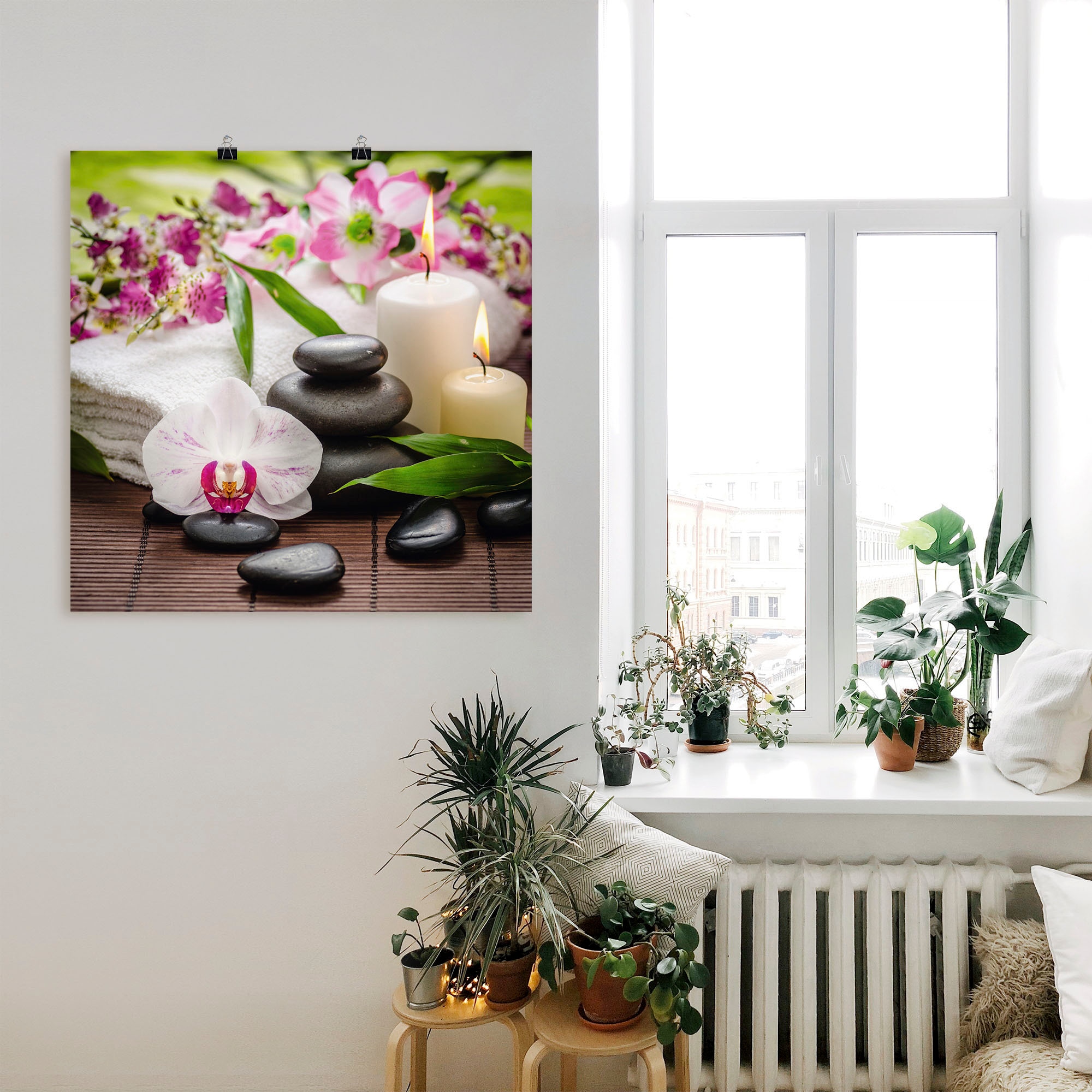 Artland Wandbild »Spa Orchideen Bambus Kerze« Zen Bilder 1 Stk. tlg. als Alubild, Outdoorbild, Leinwandbild, Poster, Wandaufkleber