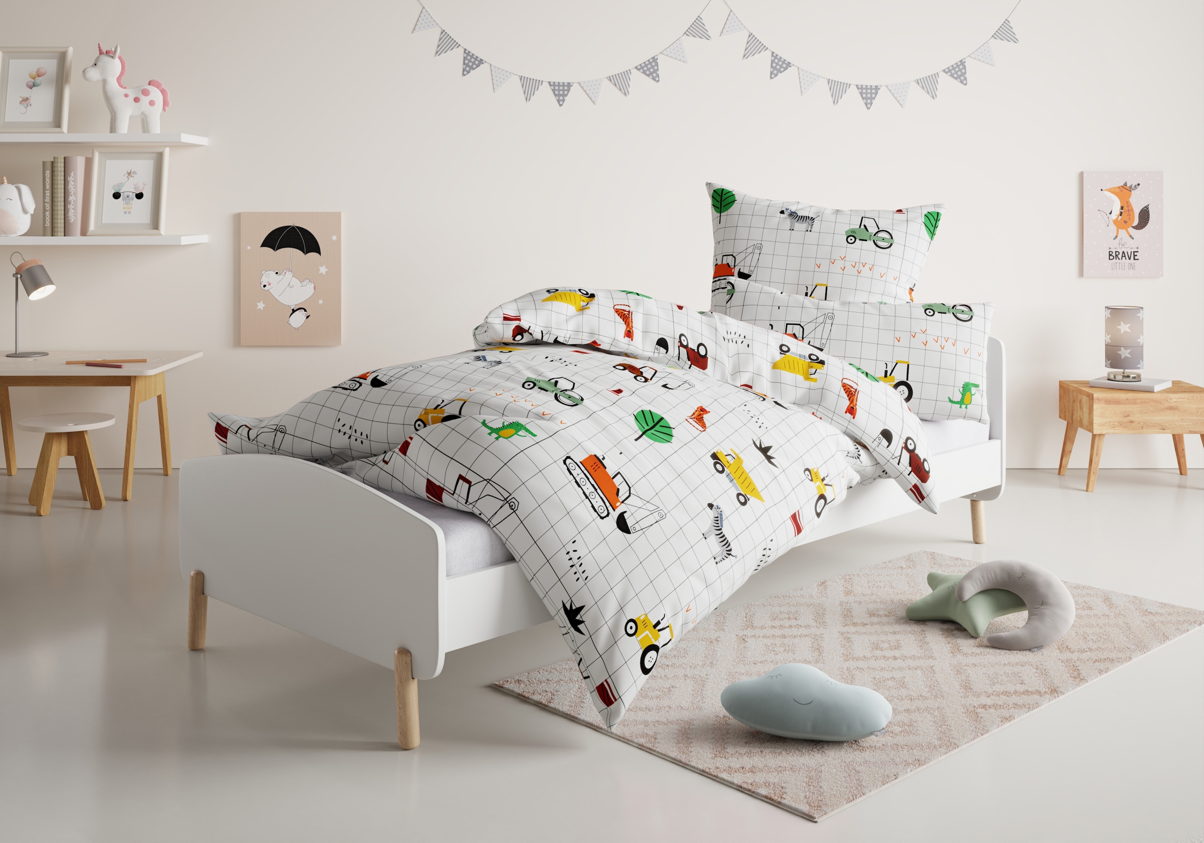 Lüttenhütt Kinderbettwäsche »CUDDLEE«, in vielen Designs: Dino,Einhorn,Welt günstig online kaufen