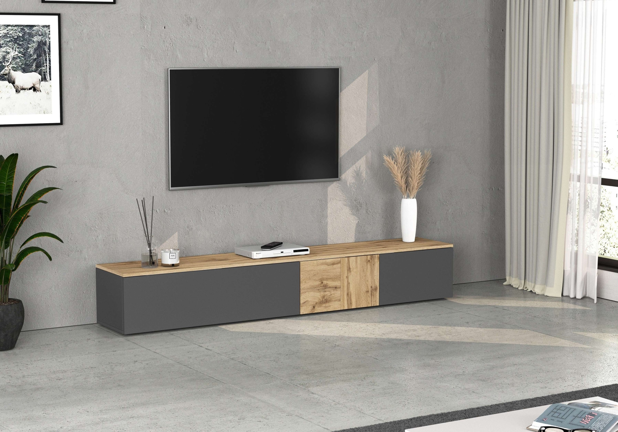 INOSIGN Lowboard »Lowboard ISEO,Lowboard,TV-Kommode,TV-Möbel,TV-Bank« 1 Stk. tlg. stehend/hängend, 1 Klappe, 2 Türen, 3 Fächer, Breite 210 cm