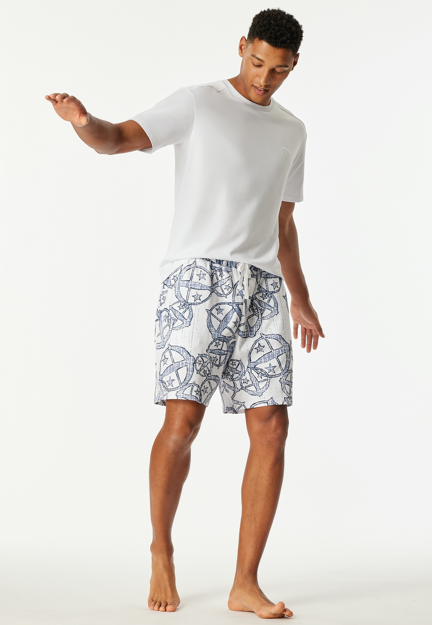 Schiesser Pyjamashorts »SCHIESSER 150 YEARS«, seitliche Taschen, Allover-Druck, Baumwolle