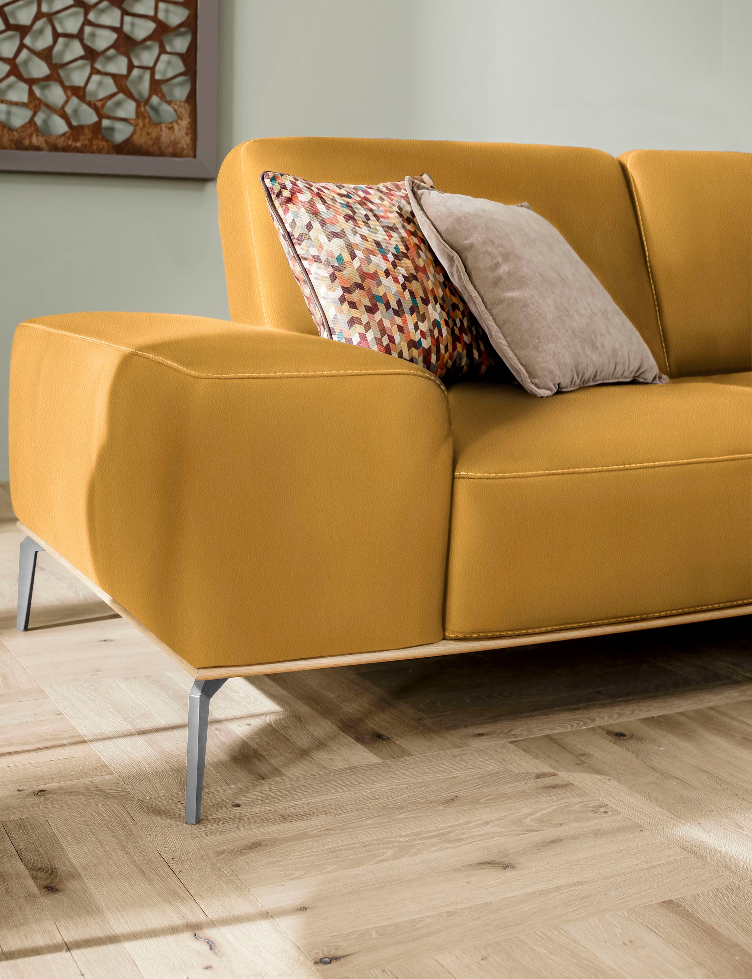 W.SCHILLIG Ecksofa »run, Designsofa mit tollem Sitzkomfort, bequem, L-Form«, mit elegantem Holzsockel, Füße in Chrom glänzend, Breite 319 cm