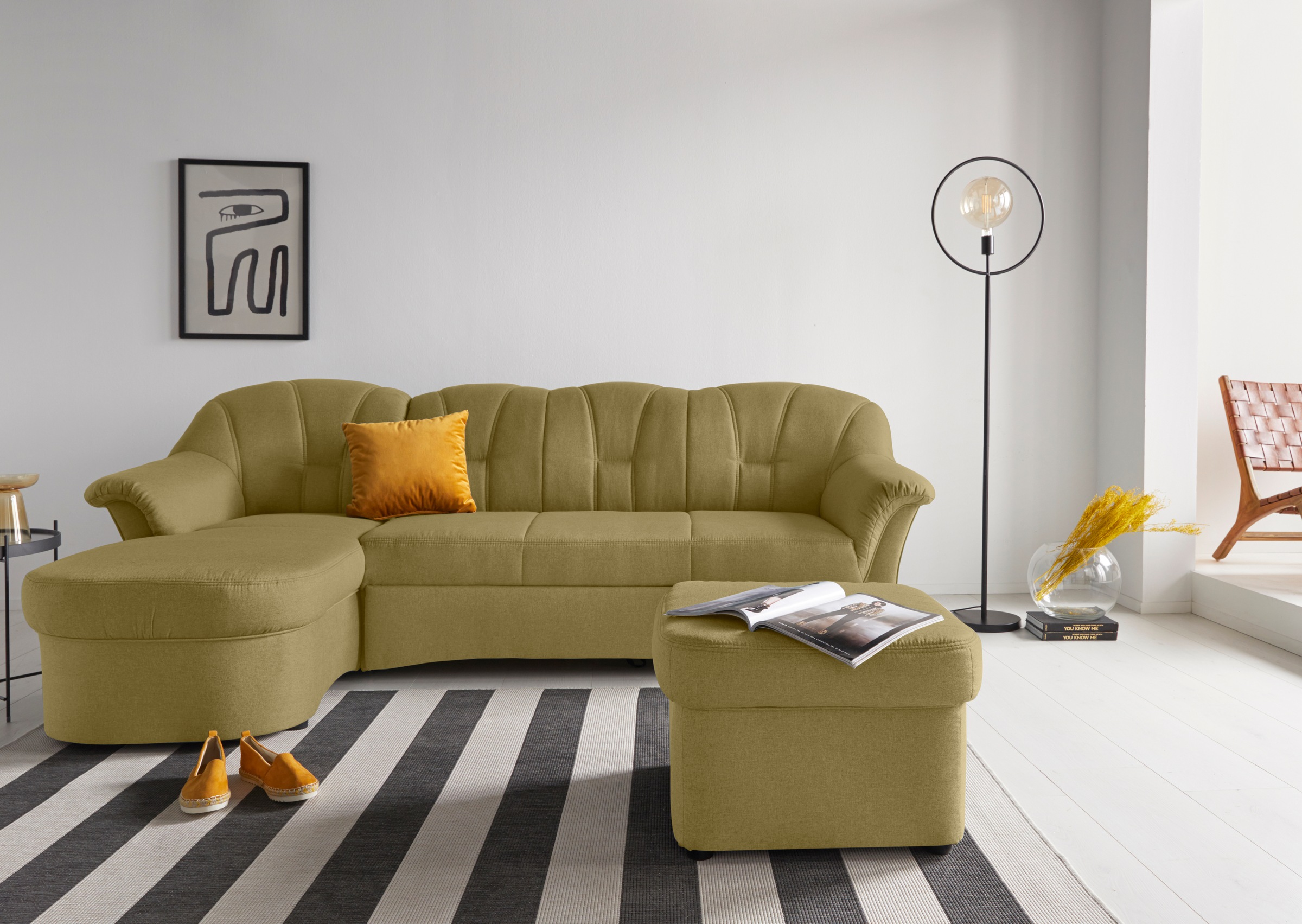 DOMO collection Ecksofa »Papenburg, zeitlose Rückensteppung, elegante Forme günstig online kaufen