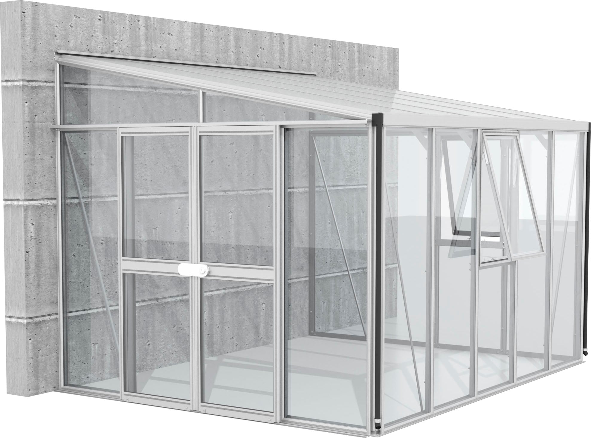 Vitavia Anlehngewächshaus »H_elena 8600« Alu-Profile, 3 mm Sicherheitsglas, Dach 10 mm Hohlkammerplatten