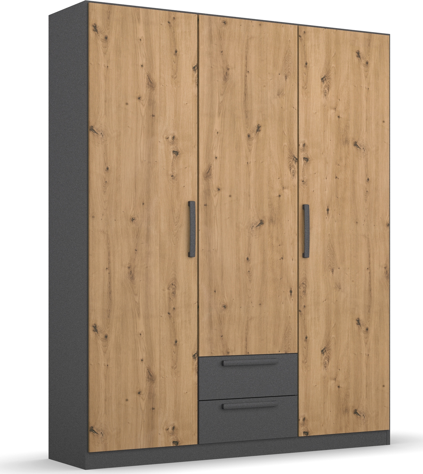 rauch Drehtürenschrank »StyleUp«, Typ Dark & Wood mit trendigen farblich abgesetzten Griffen