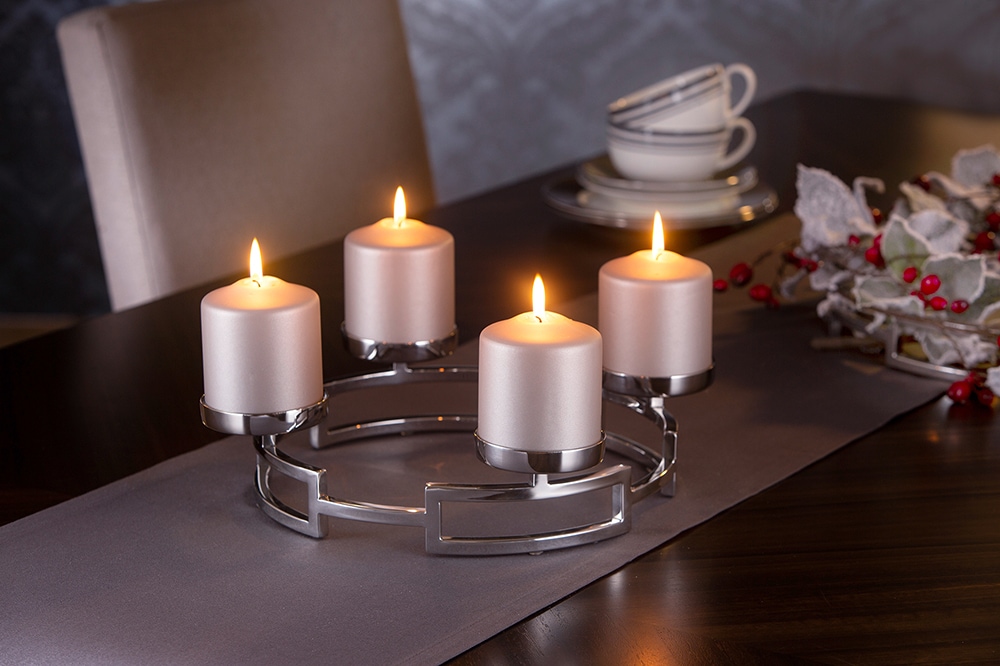 Fink Kerzenleuchter »HOMMAGE, Weihnachtsdeko«, (1 St.), aus Edelstahl, 4-flammig, Adventsleuchter