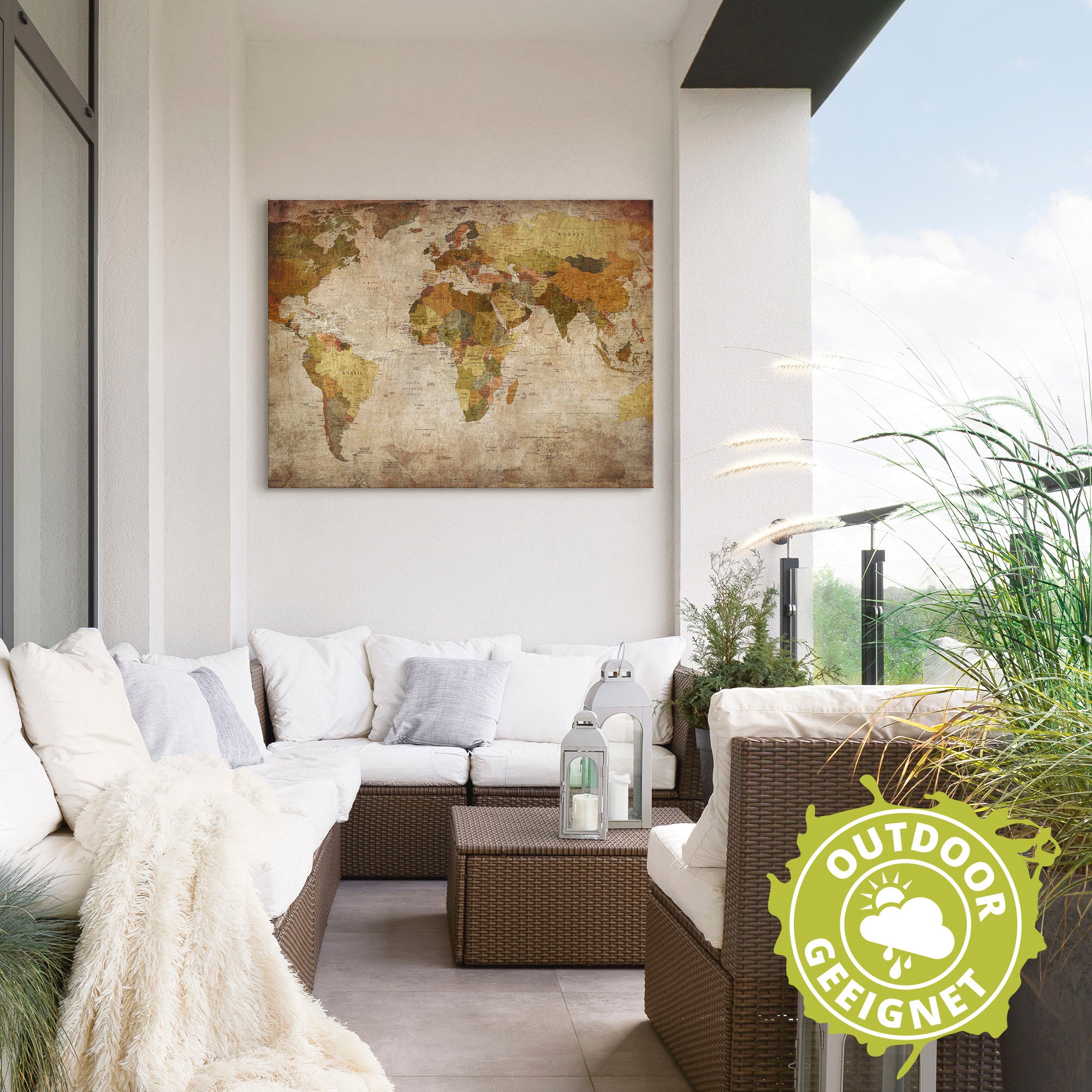 Artland Wandbild »Weltkarte«, Landkarten, (1 St.), als Alubild, Outdoorbild, Leinwandbild, Poster, Wandaufkleber