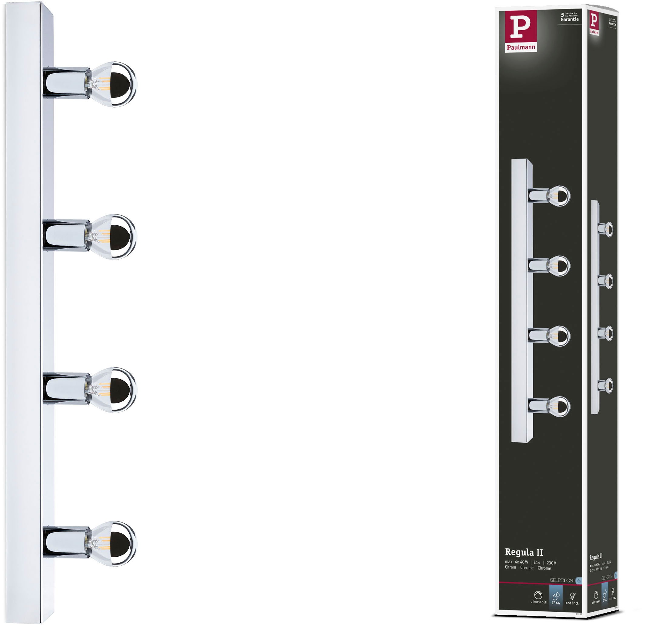 Paulmann Spiegelleuchte »Spiegelleuchte IP44 E14 230V dimmbar«, 4 flammig, Leuchtmittel E14 | ohne Leuchtmittel, Ein-/Ausschalter